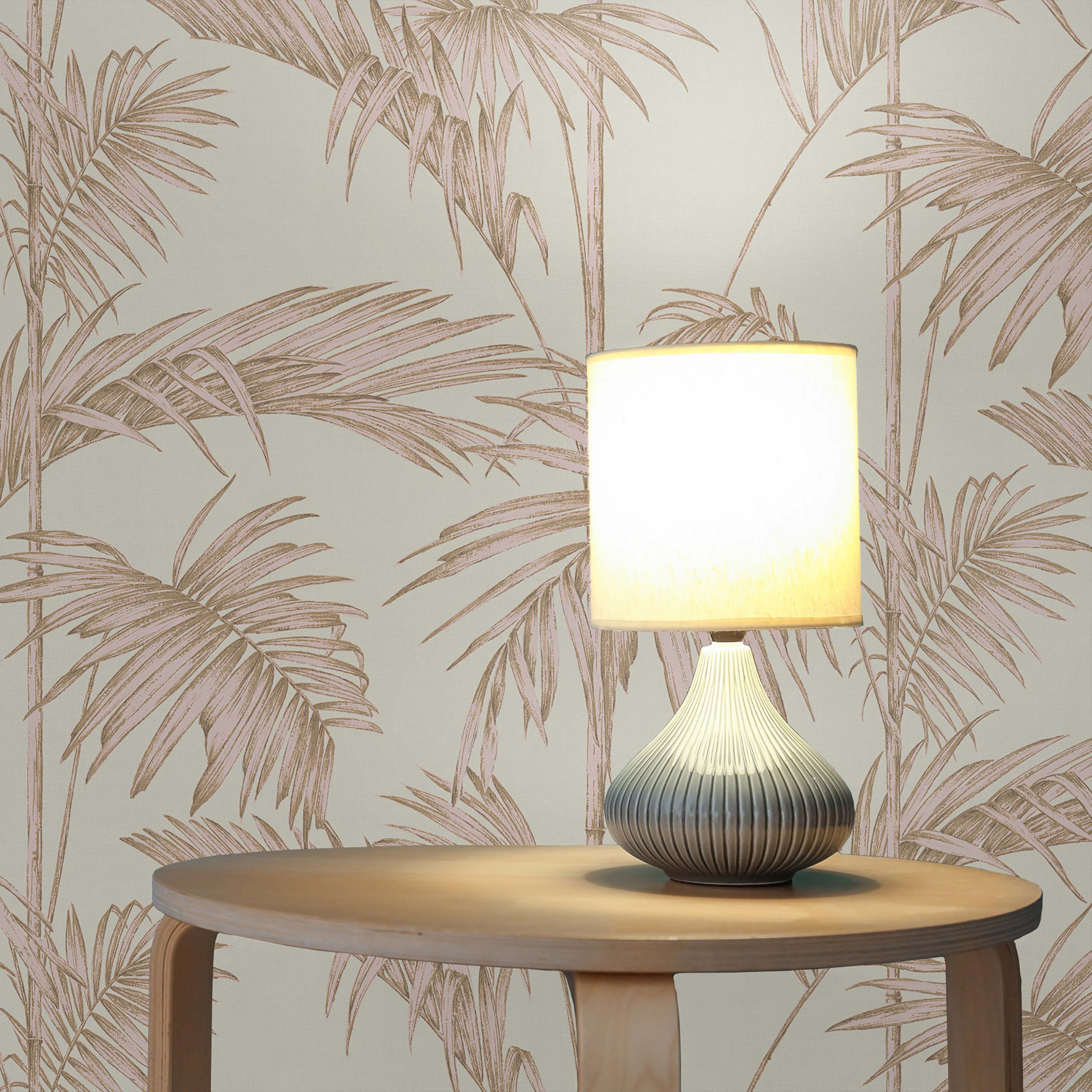 Tapete Bäume Blätter Camilla M1-No.1577 | Vliestapete | Rosa | Beige | Palmen