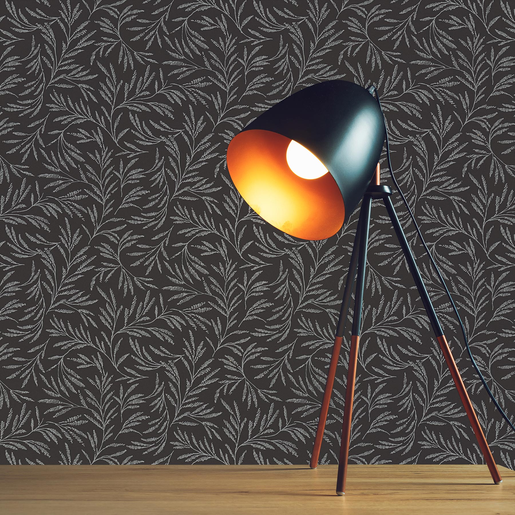 Tapete Bäume Blätter Salvatore M1-No.2352 Vliestapete Anthrazit Äste Natur Floral