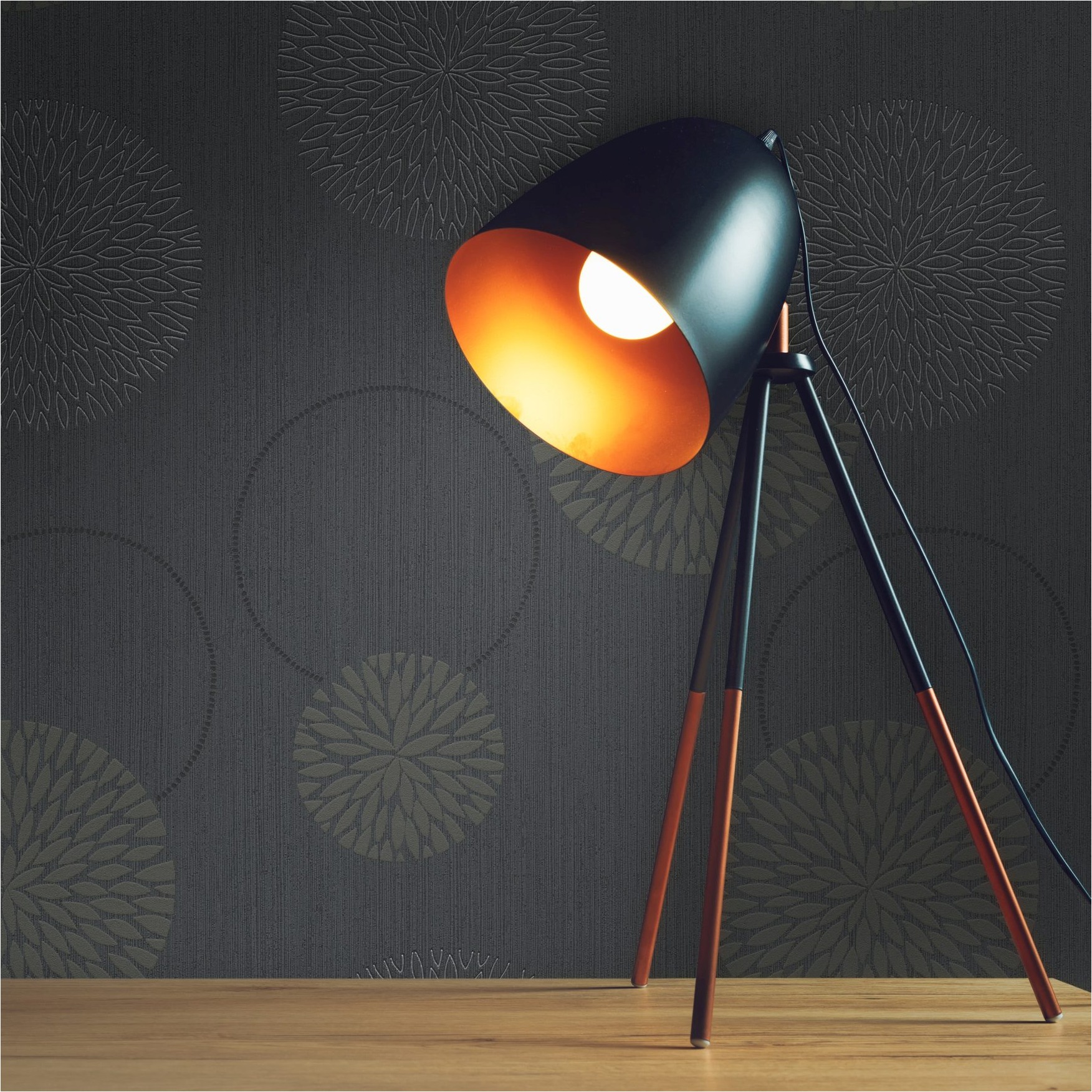 Tapete Kreise M1-No.12105 | Vliestapete Floral | Grau | Anthrazit | Wohnzimmer | Schlafzimmer