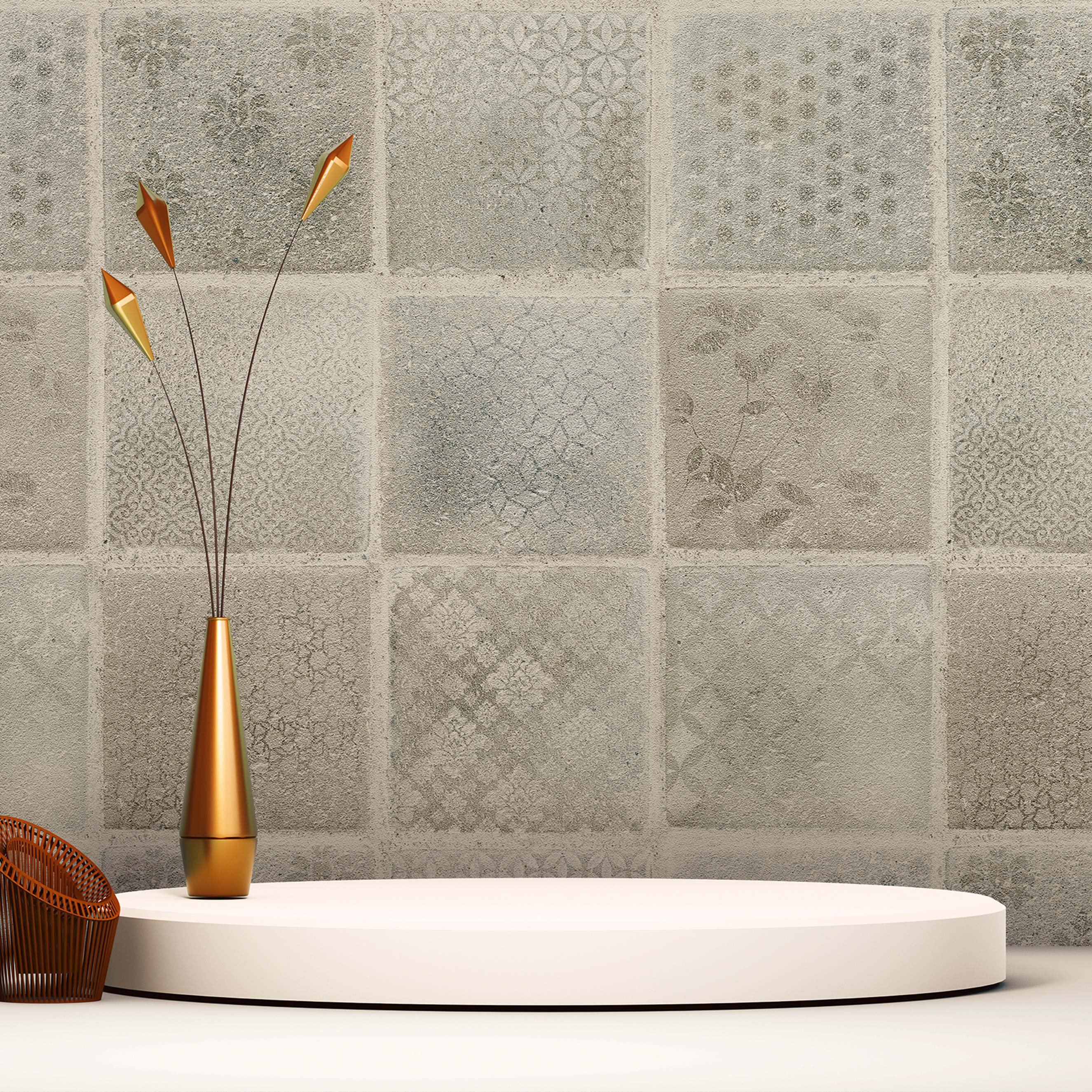 Tapete Fliesen Mauri M1-No.359 | Vliestapete | Beige | Grau | Tapete Landhaus