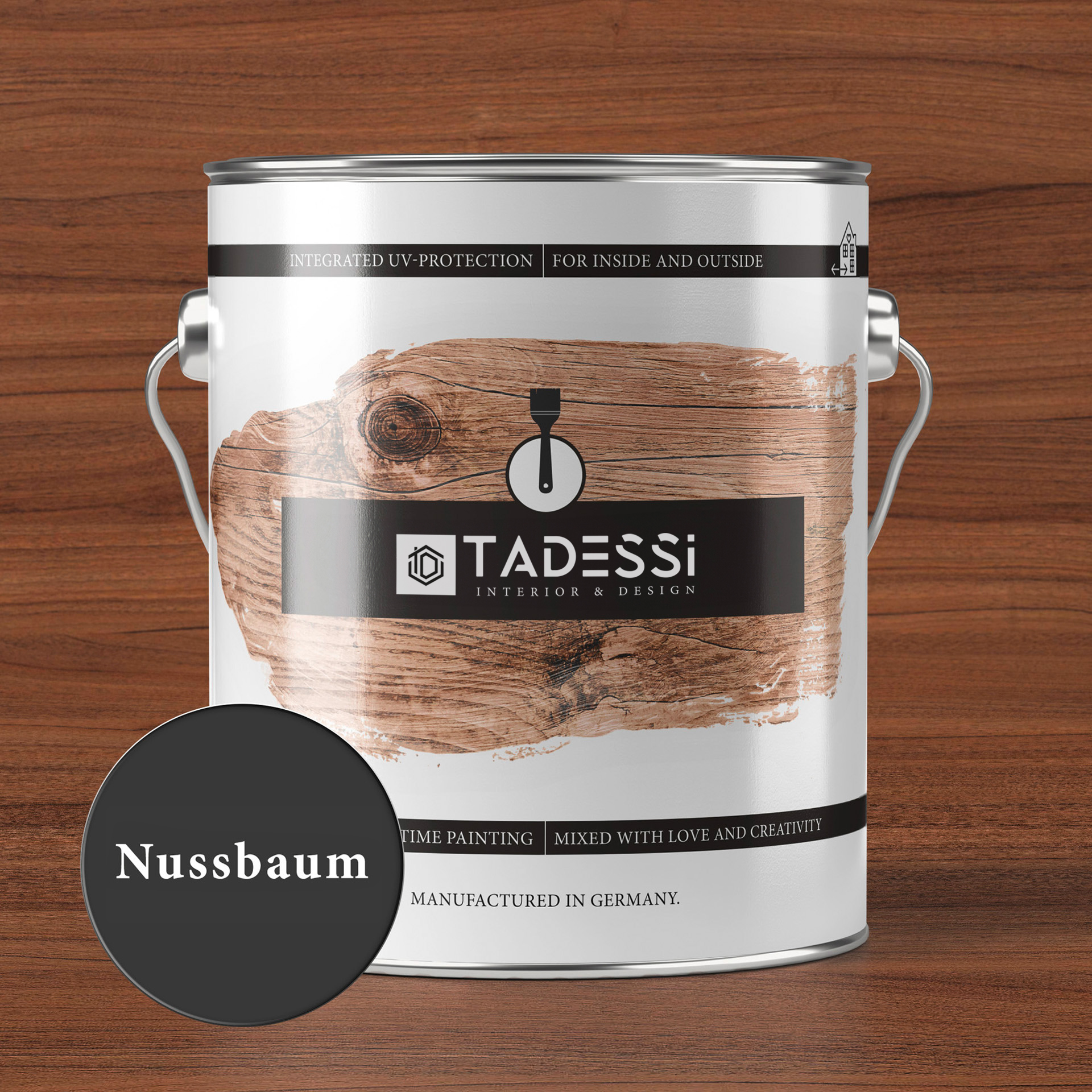 Tadessi Holzlasur Nussbaum 2,5l Lösemittelfrei Innen- und Außenbereich Seidenglänzend
