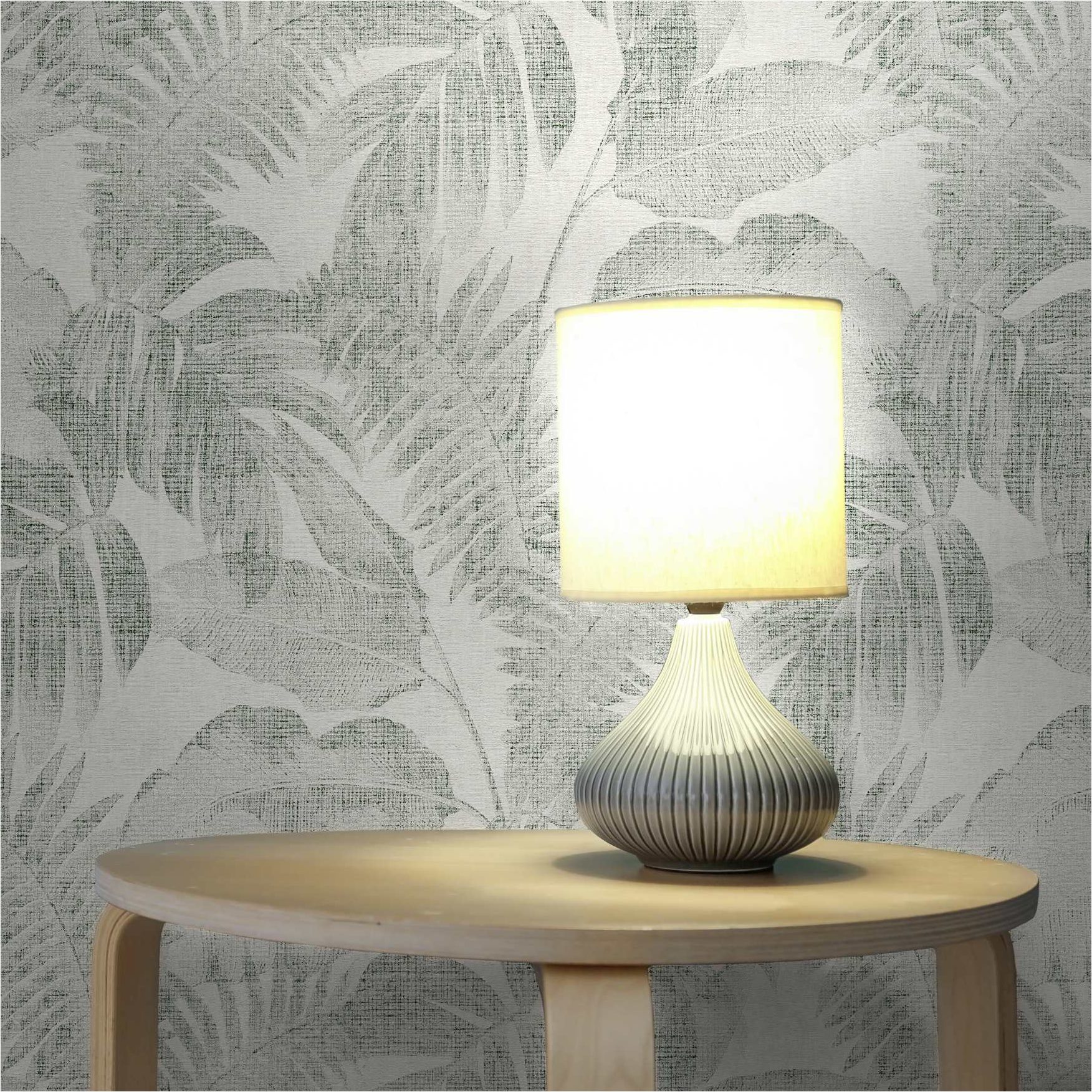 Tapete Dschungel-Optik M1-No.12053 | Vorgeleimte Vliestapete Palmen | Grün | Grau | Wohnzimmer