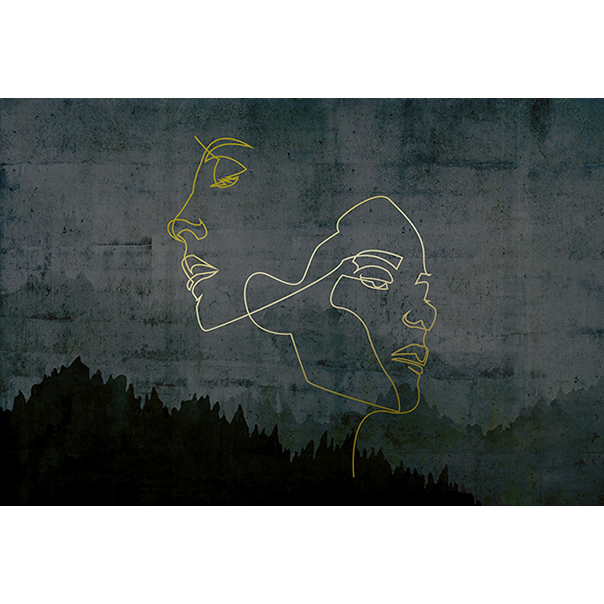 Fototapete Wald M1-No.60151 | Digitaldruck | Gelb | Schwarz | Gemälde | Modern | Berge