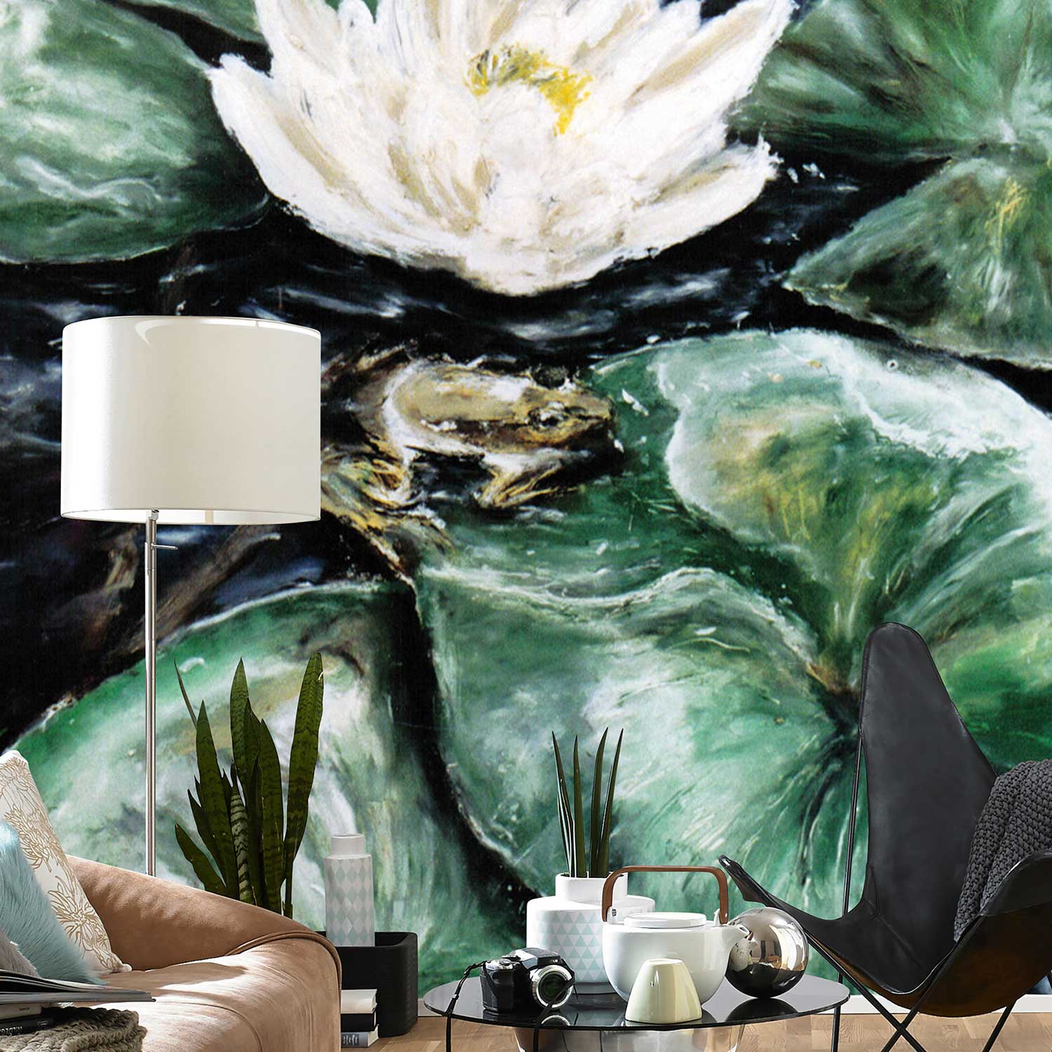 Fototapete Blumen Pflanzen M2-No.0504 | Digitaldruck | Grün | Seerose | Kunst | Blüte | Floral