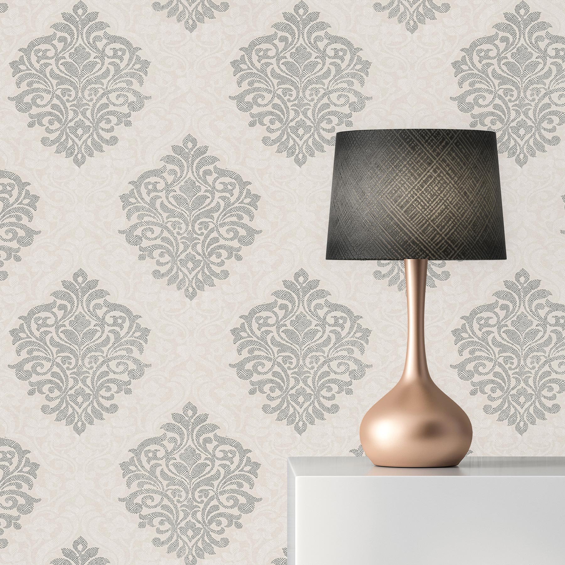 Tapete Barock Jacopo M1-No.2307 Vliestapete Beige Silber Ornament Klassik Barocktapete