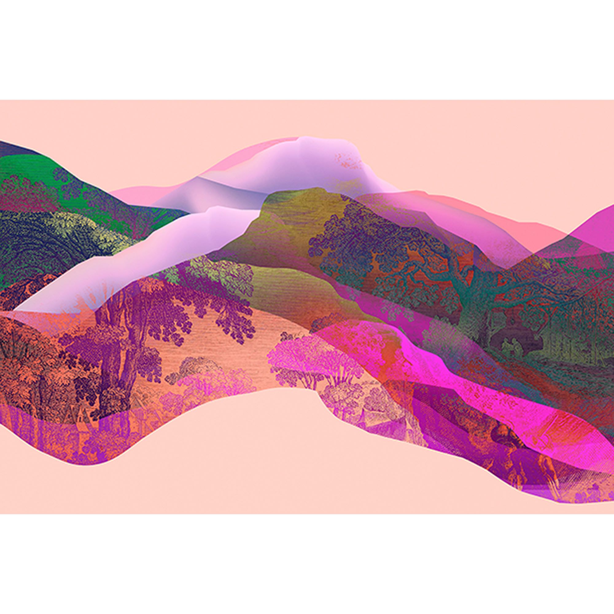 Fototapete Berge M1-No.61129 | Digitaldruck | Lila | Rosa | Modern