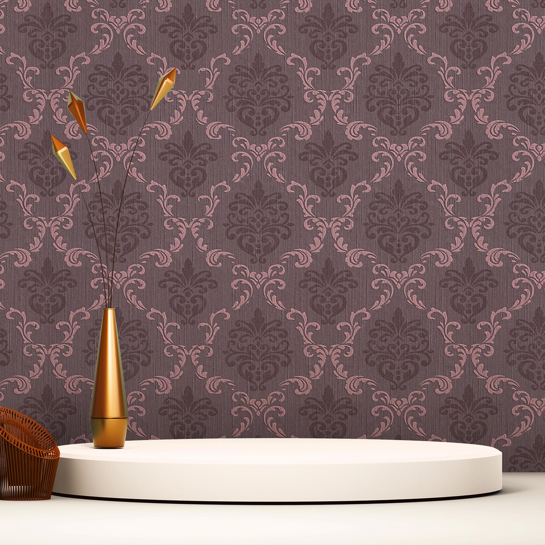 Tapete Barock Samuel M1-No.3784 | Vliestapete | Lila | Metallic | Klassik | Barocktapete