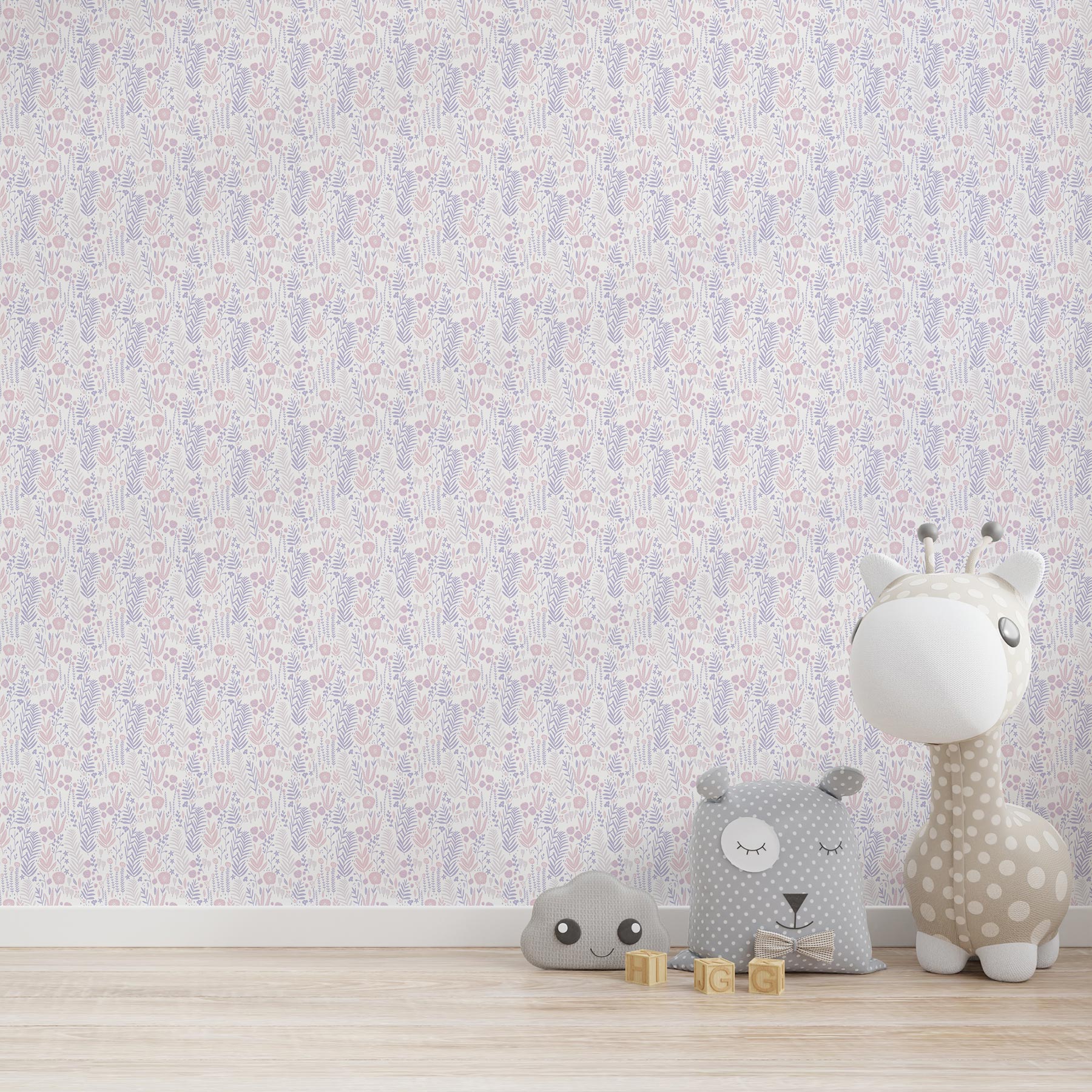 Tapete Kinderzimmer M1-No.723 | Vliestapete | Lila | Rosa | Blumentapete