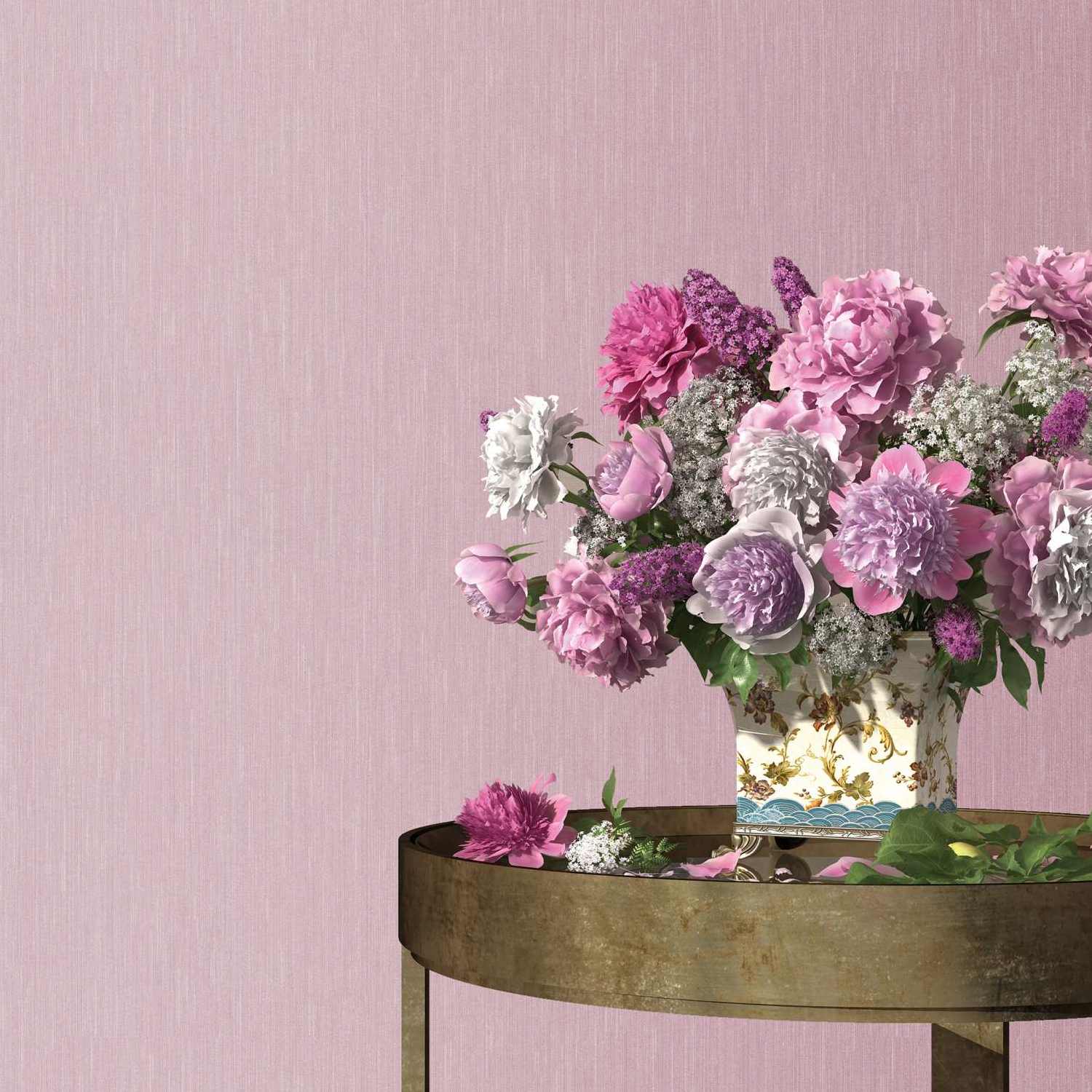 Erismann Fashion for walls | 1000405 | Vliestapete Einfarbig | 0.53 m x 10.05 m | Rose