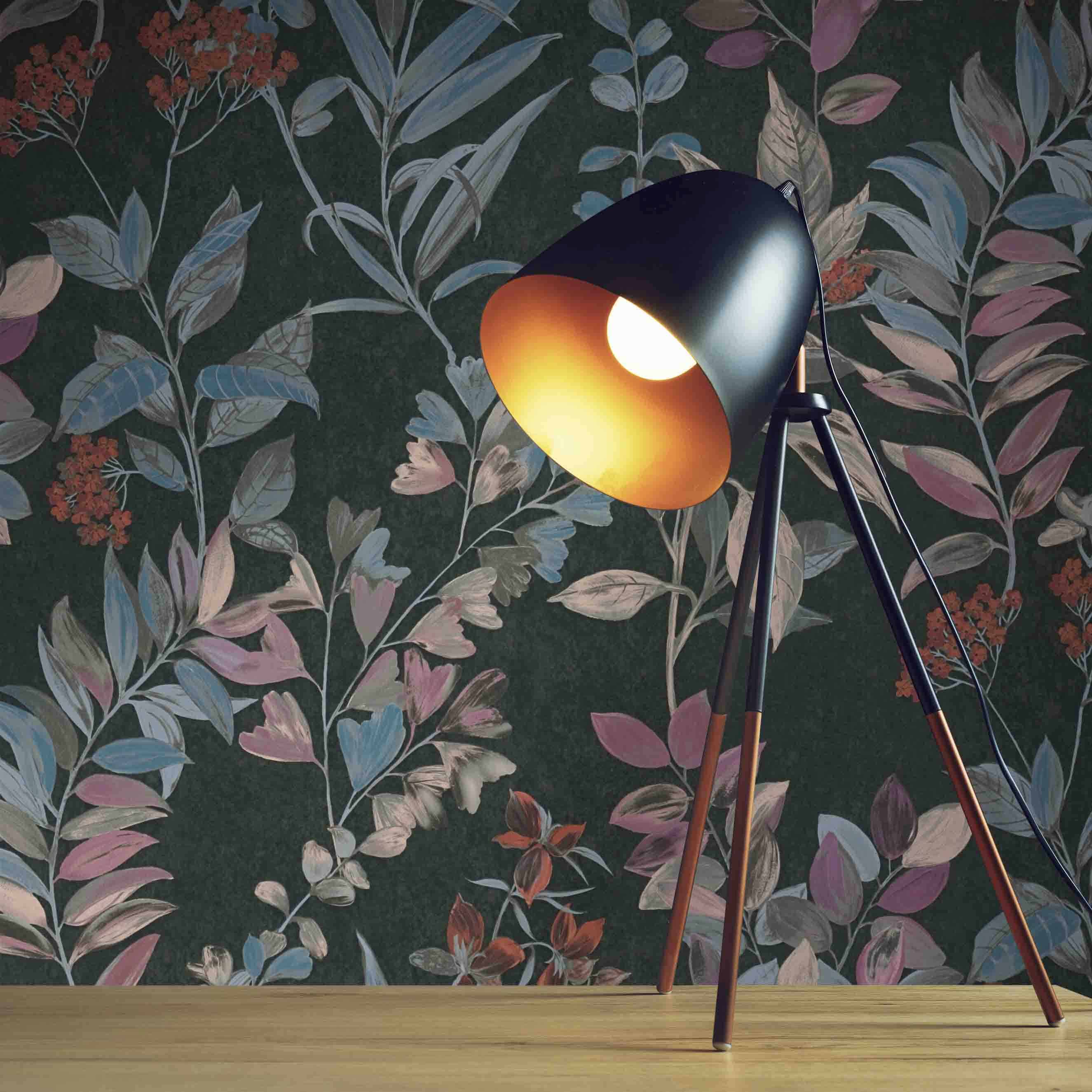 Tapete Mario Blumen M1-No.4425 | Vlies | Bunt | Schwarz | Floral | Tadessi | 10.05 x 0.53 m