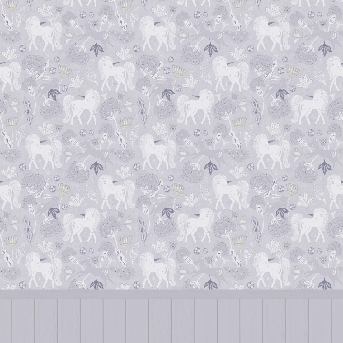 Tadessi Fototapete Einhorn M1-No.11879 Digitaldruck Tapete Grau Rosa - Tiere Wohnzimmer Schlafzimmer