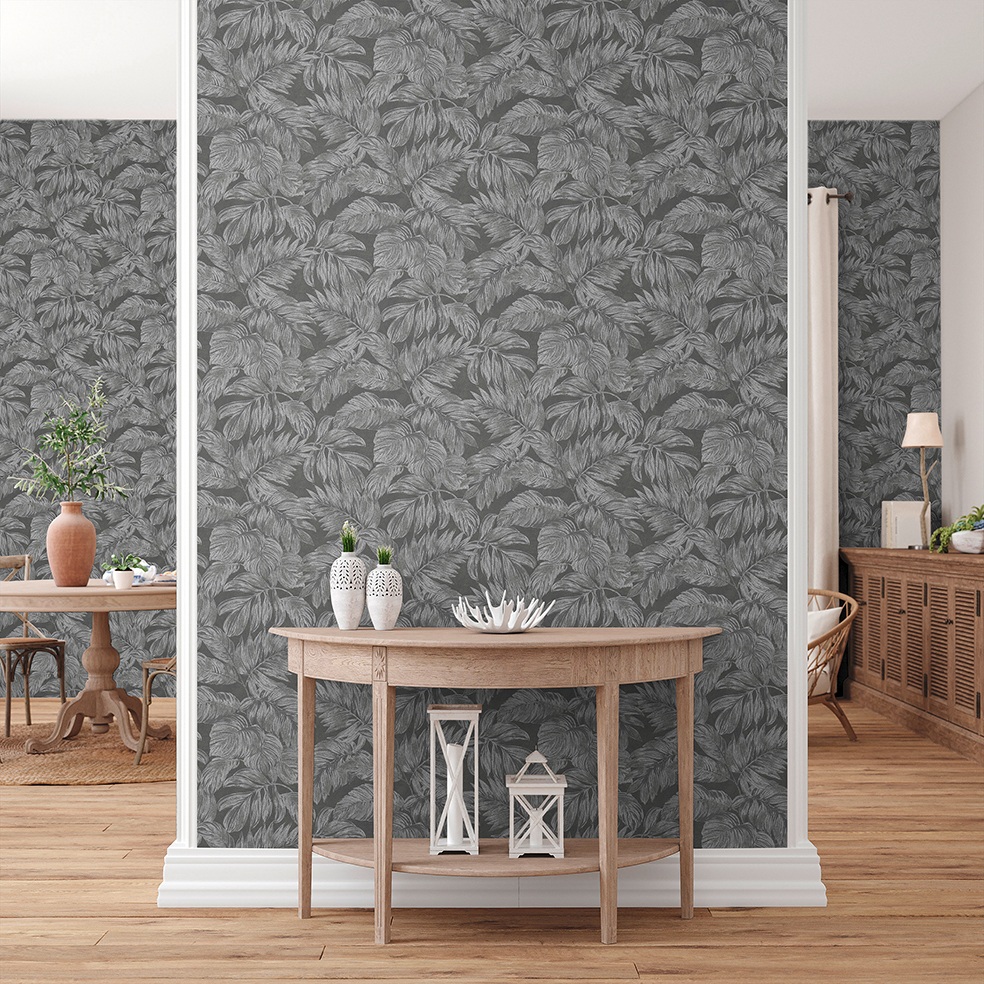 Tapete Lenni Blumen M1-No.11056 Vlies Anthrazit Grau Tadessi 10.05 m x 0.53 m