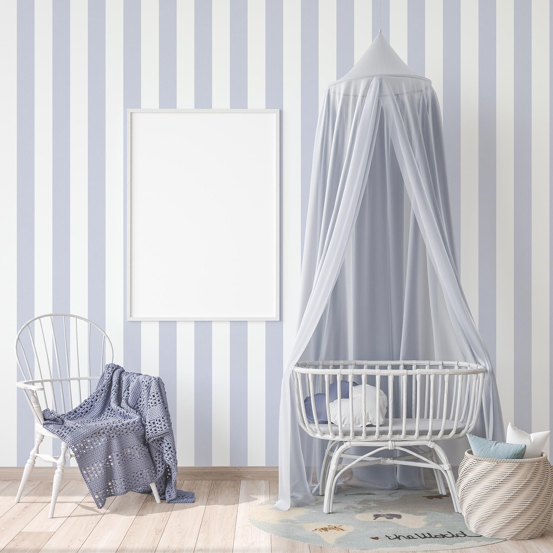 Tapete Kinderzimmer M1-No.769 | Vliestapete | Grau | Weiß | Streifentapete