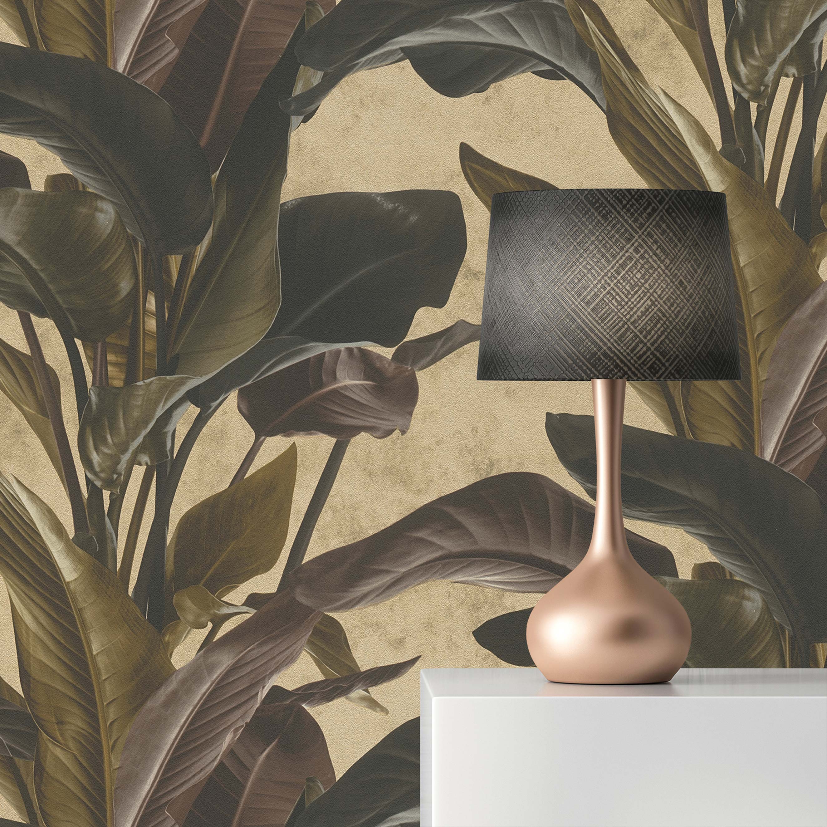Tapete Wald und Blätter Salvatore M1-No.616 | Vliestapete | Gold | Braun | Blumentapete