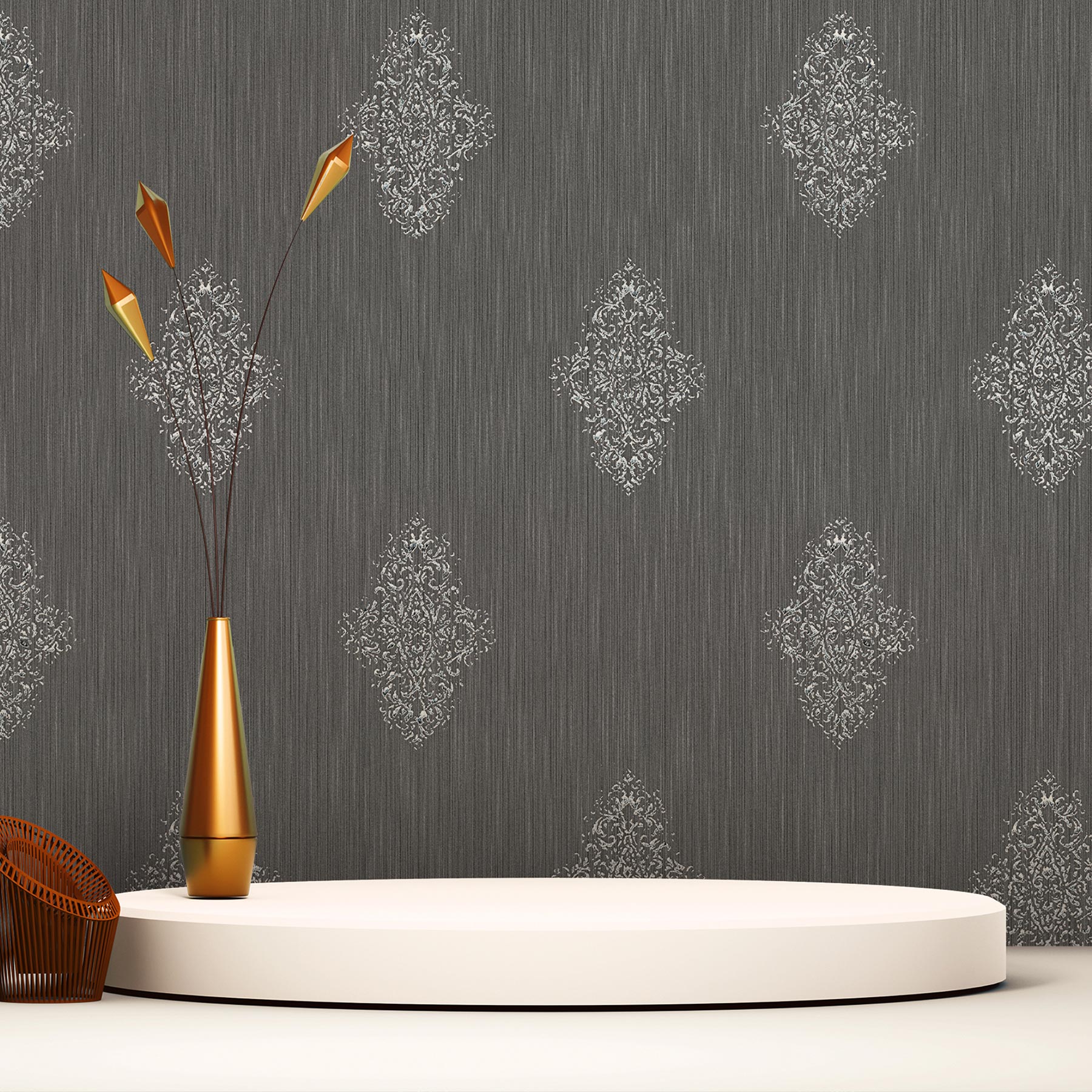 Tapete Barock Gioele M1-No.2264 Vliestapete Blau Silber Ornament Klassik Barocktapete