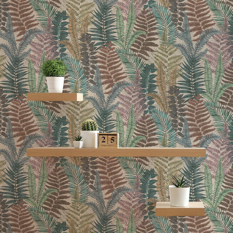 Tapete Aurora Bäume Blätter M1-No.10953 Vlies Bunt Beige Tadessi 10.05 m x 0.53 m