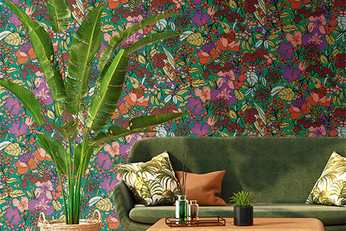 Bunte Tapete mit Blumenmuster