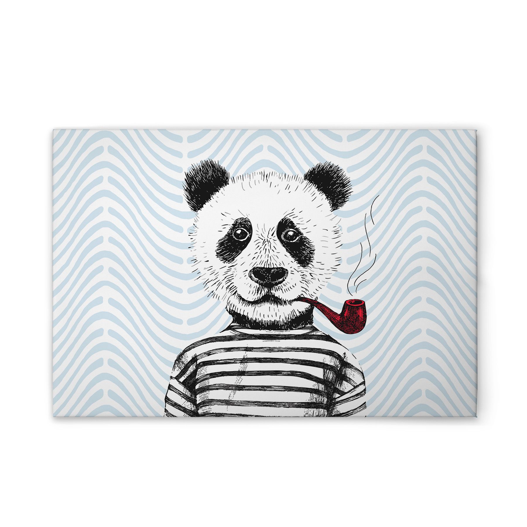 Tadessi Leinwandbild Retro Panda Bunt M1-No.51041 - Keilrahmen in Blau Weiß - Wandbild 45 x 30 cm