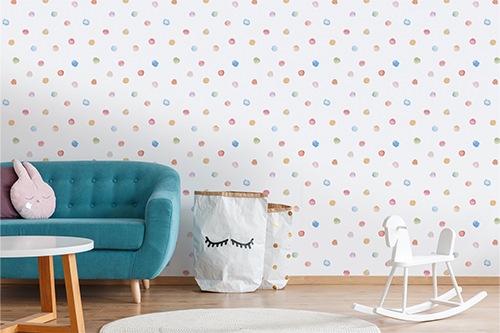 Bunte Punkte Tapete im Kinderzimmer