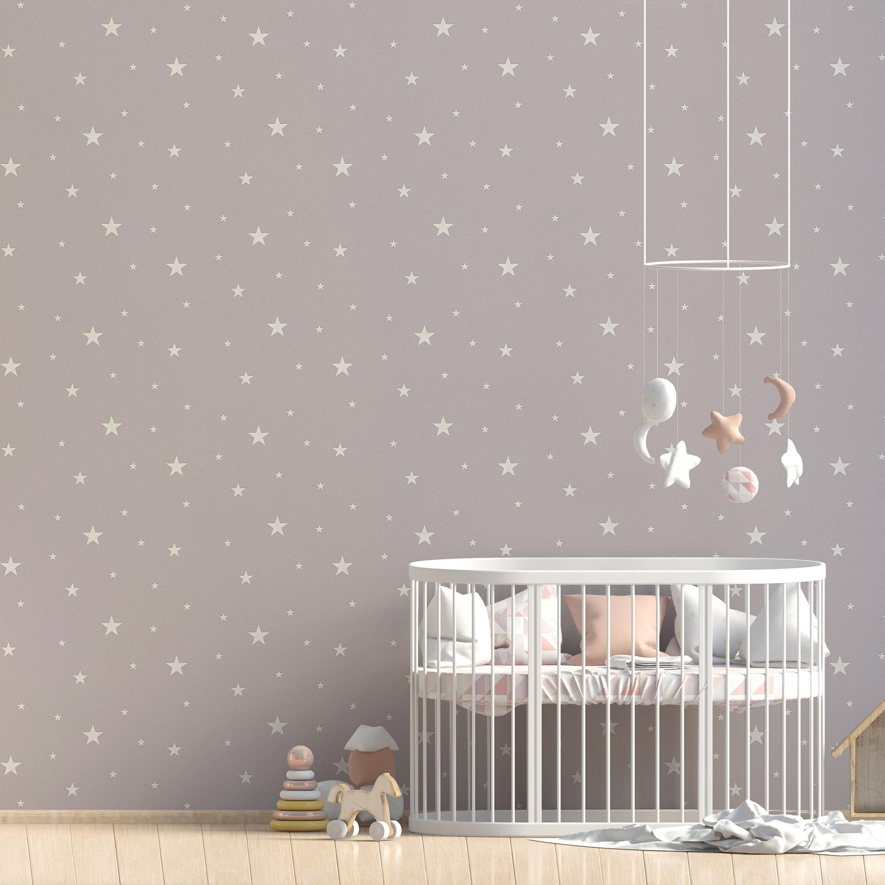 Tapete Kinderzimmer M1-No.59 | Vliestapete | Braun | Tapete mit Sternen