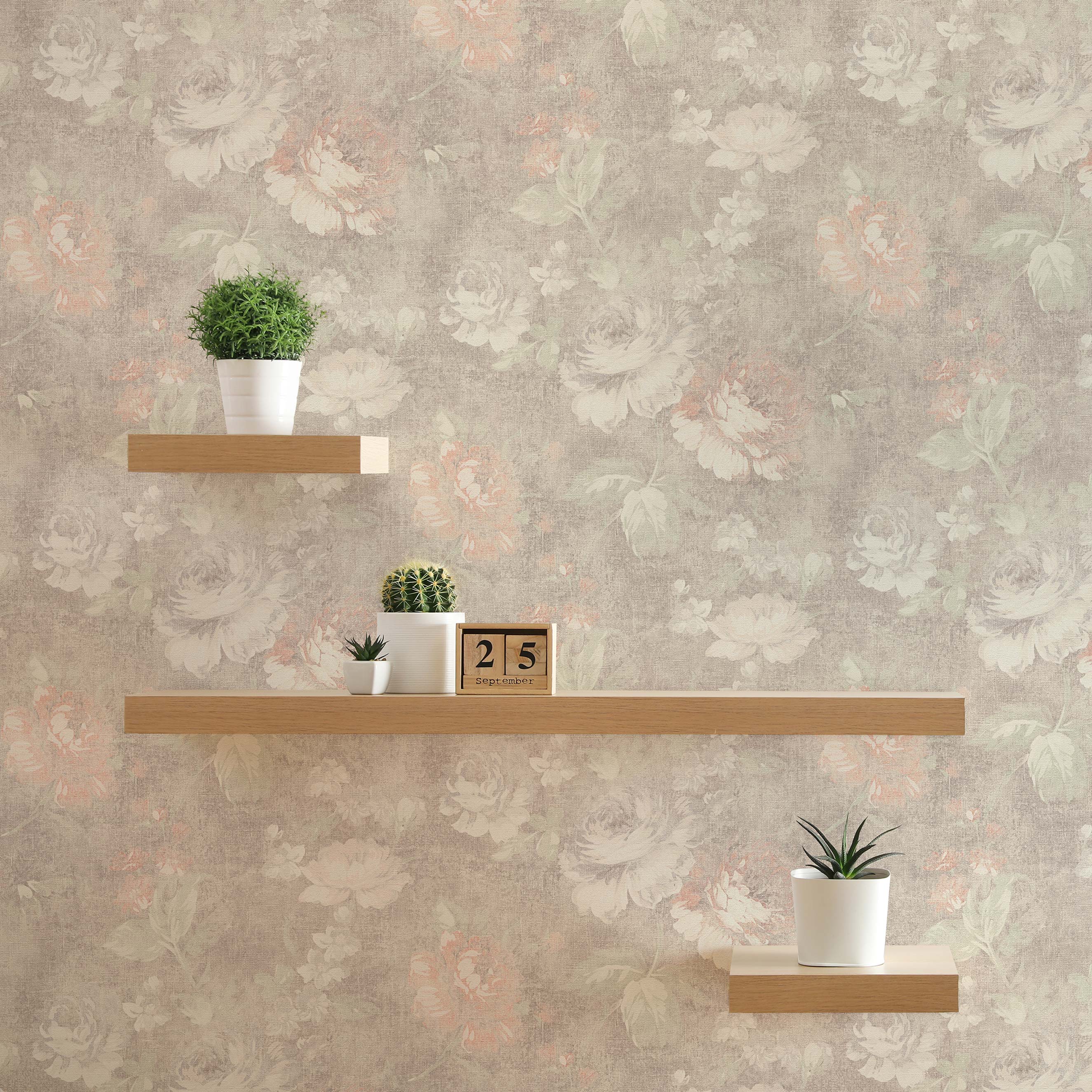 Tapete Vintage Pino M1-No.79 | Vliestapete | Braun | Rot | Blumentapete