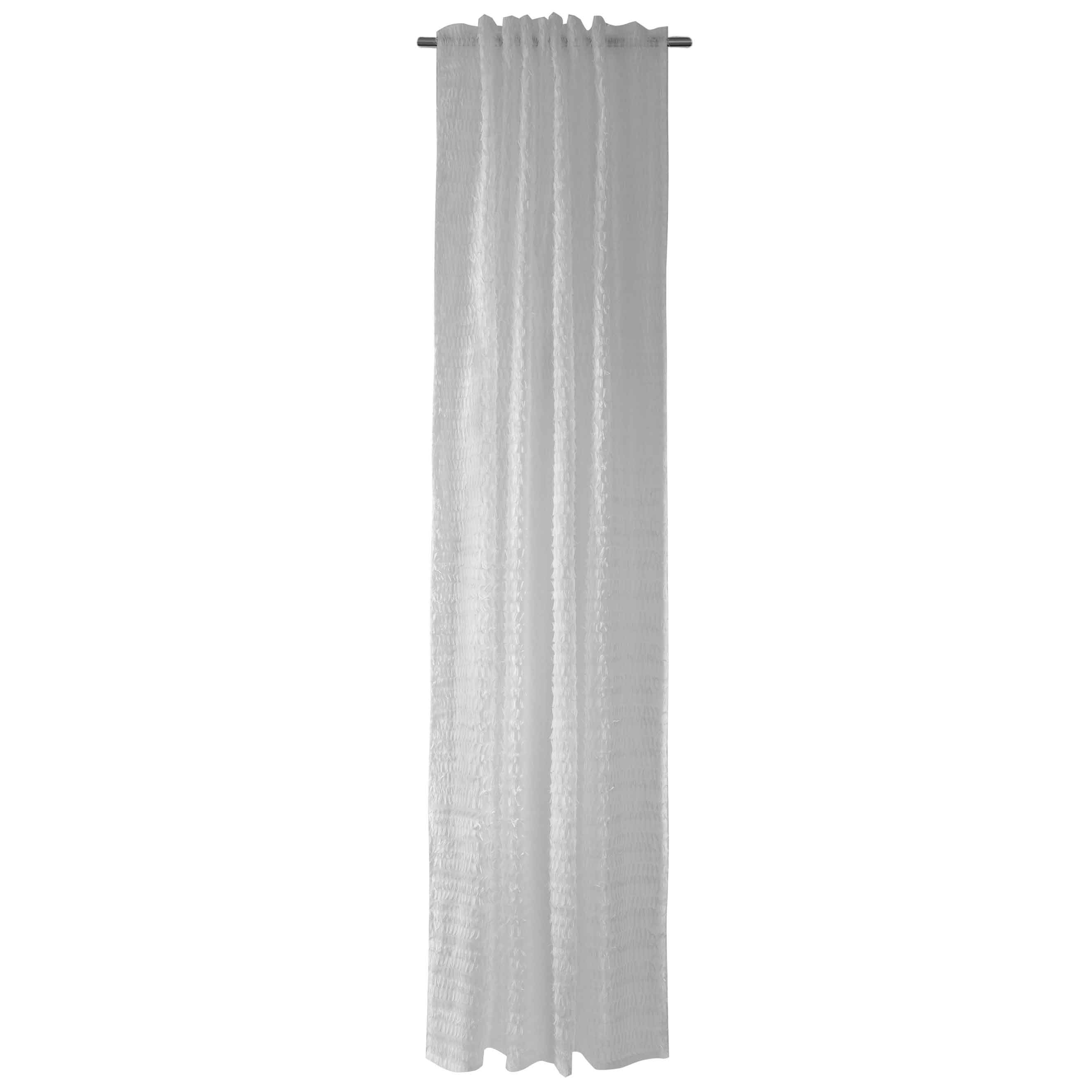 Schlaufenschal Eugenio V3-No.11 | Weiß | Vorhang verdeckte Schlaufen | halbtransparent | Gardine