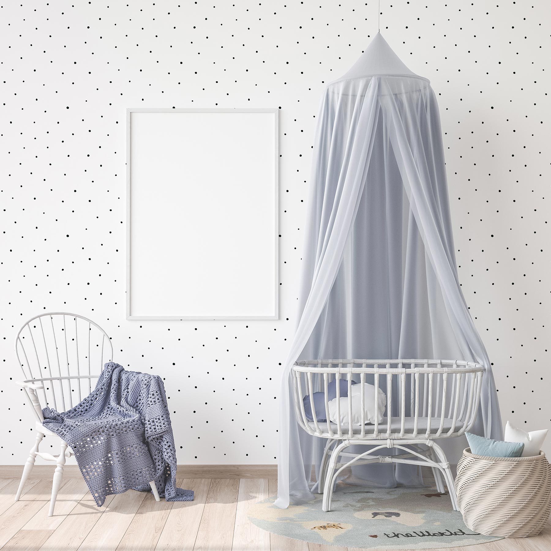 Tapete Kinderzimmer M1-No.755 | Vliestapete | Schwarz | Weiß | Tapete mit Punkten