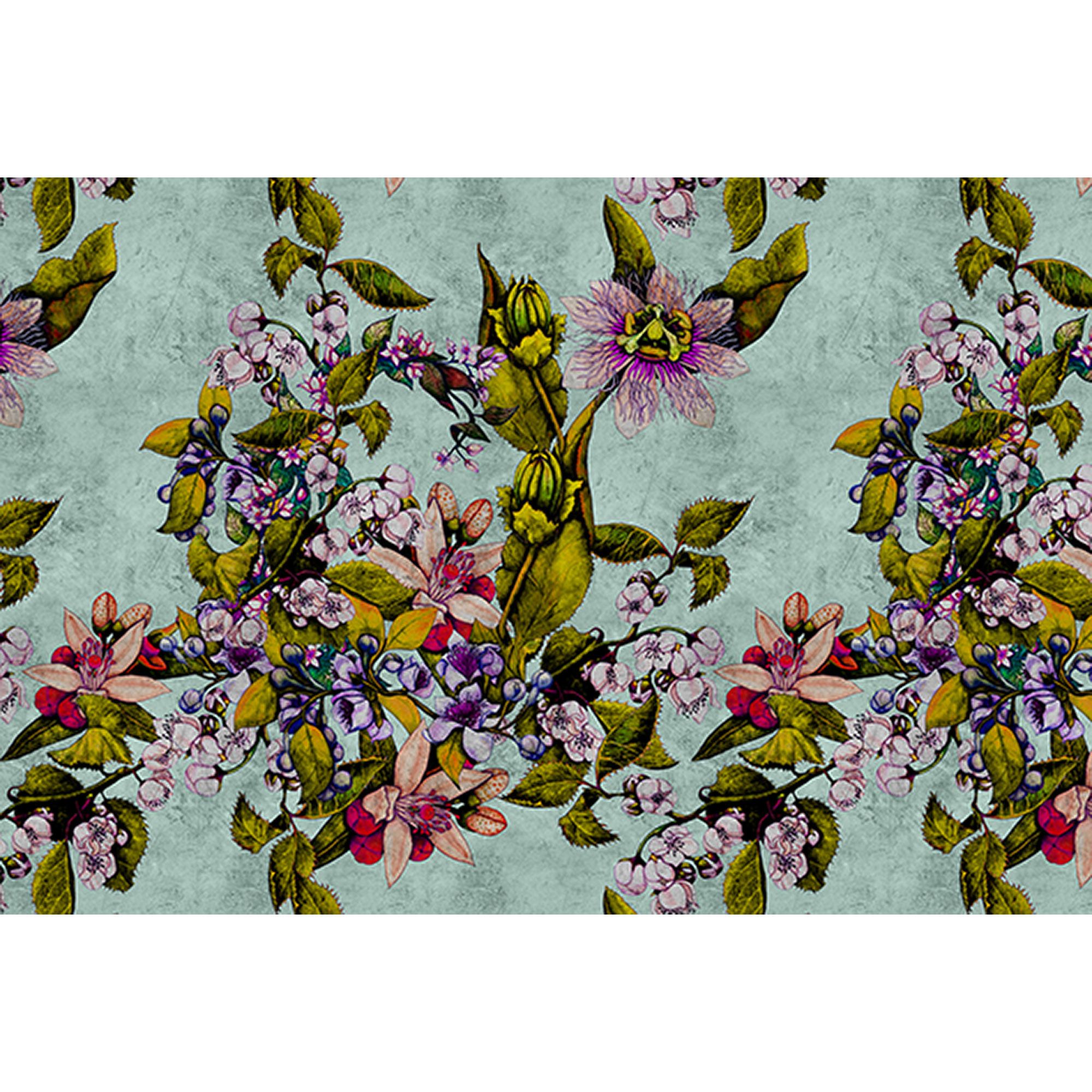 Fototapete Blumen M1-No.60960 | Digitaldruck | Grün | Blau | Floral