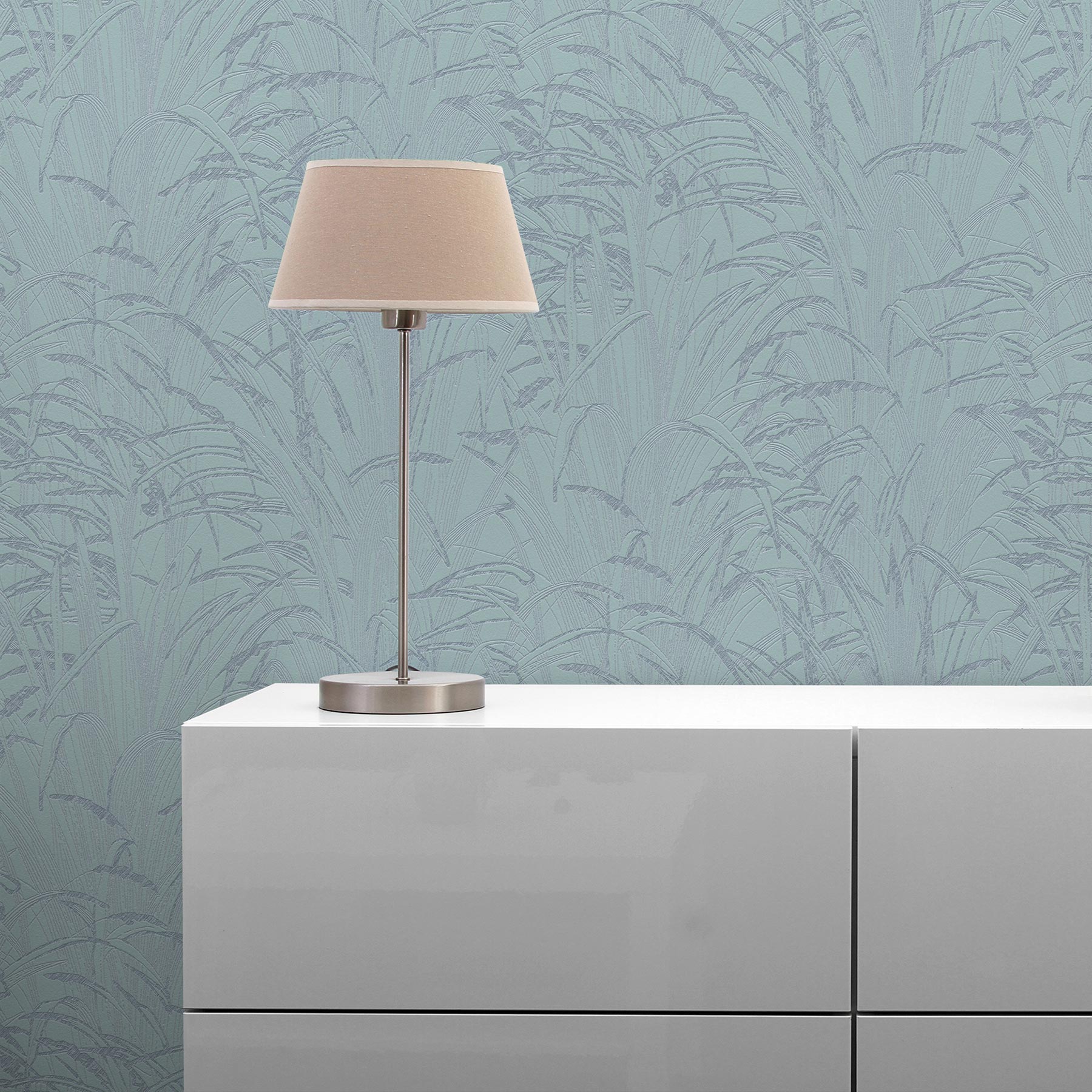 Tapete Bäume Blätter Ginevra M1-No.1726 | Vliestapete | Metallic | Blau | Palmen