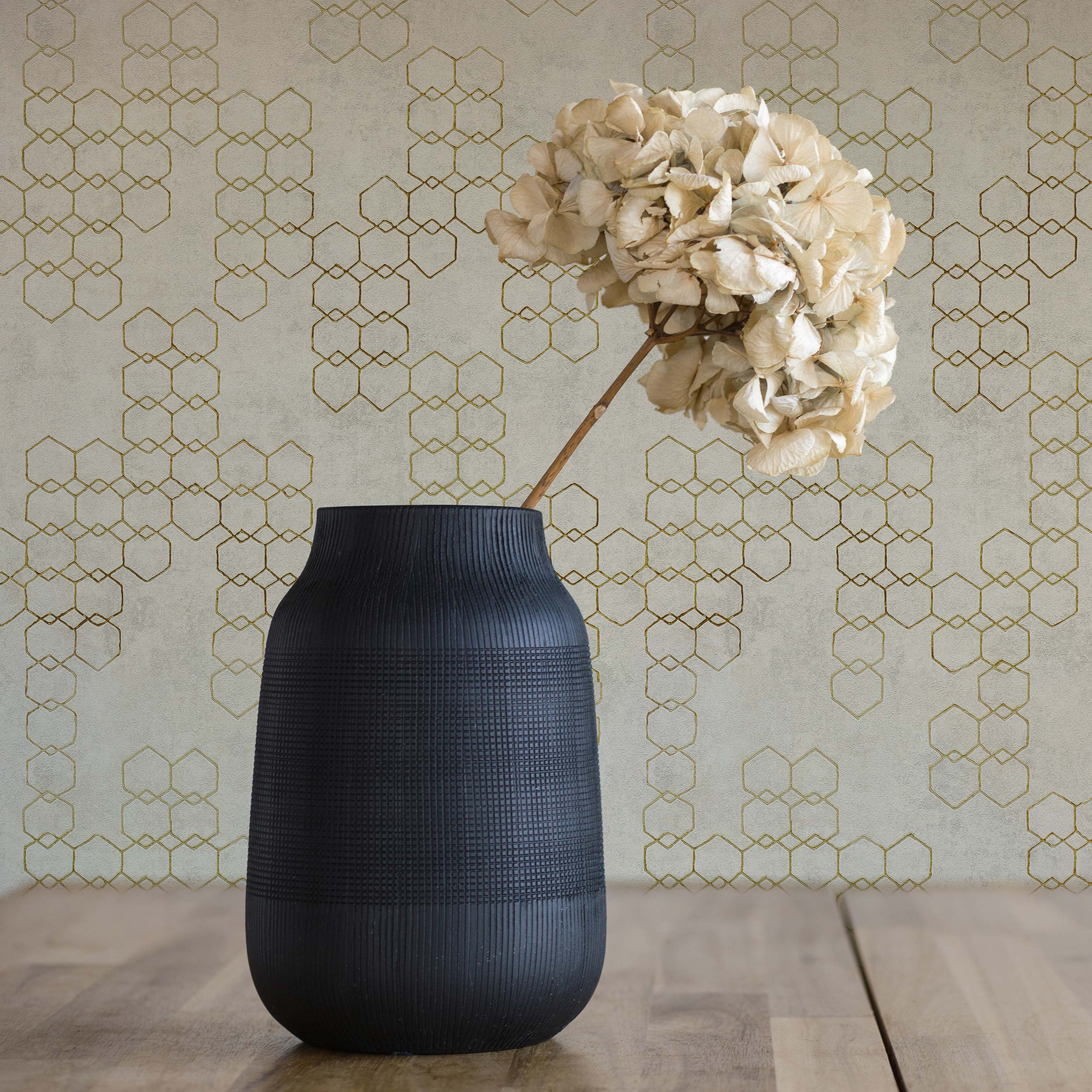 Tapete Grafik Carlo M1-No.420 | Vliestapete | Creme | Gold | Designtapete | Grafisch