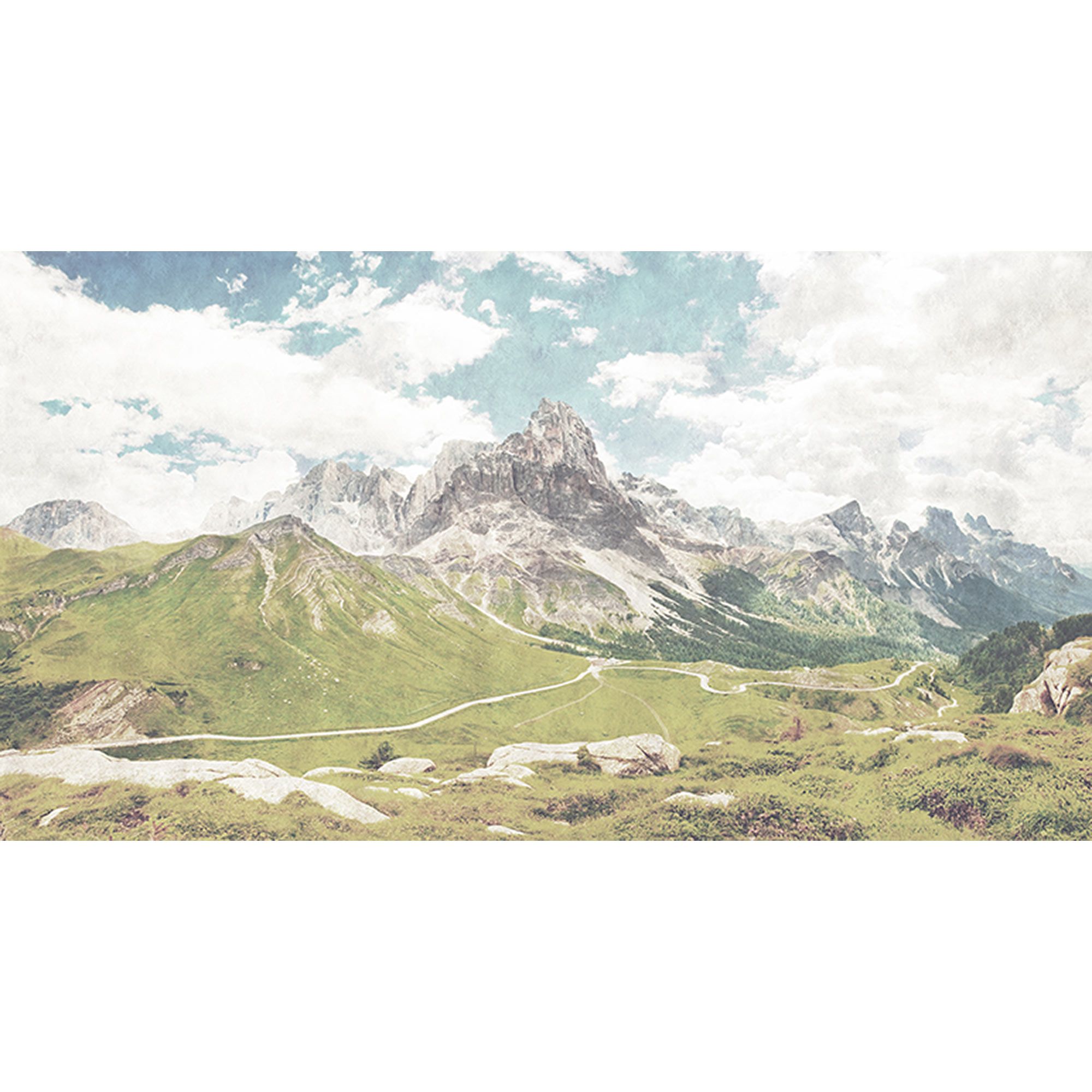 Fototapete Berge M1-No.60791 | Digitaldruck | Grün | Weiß | Landschaft