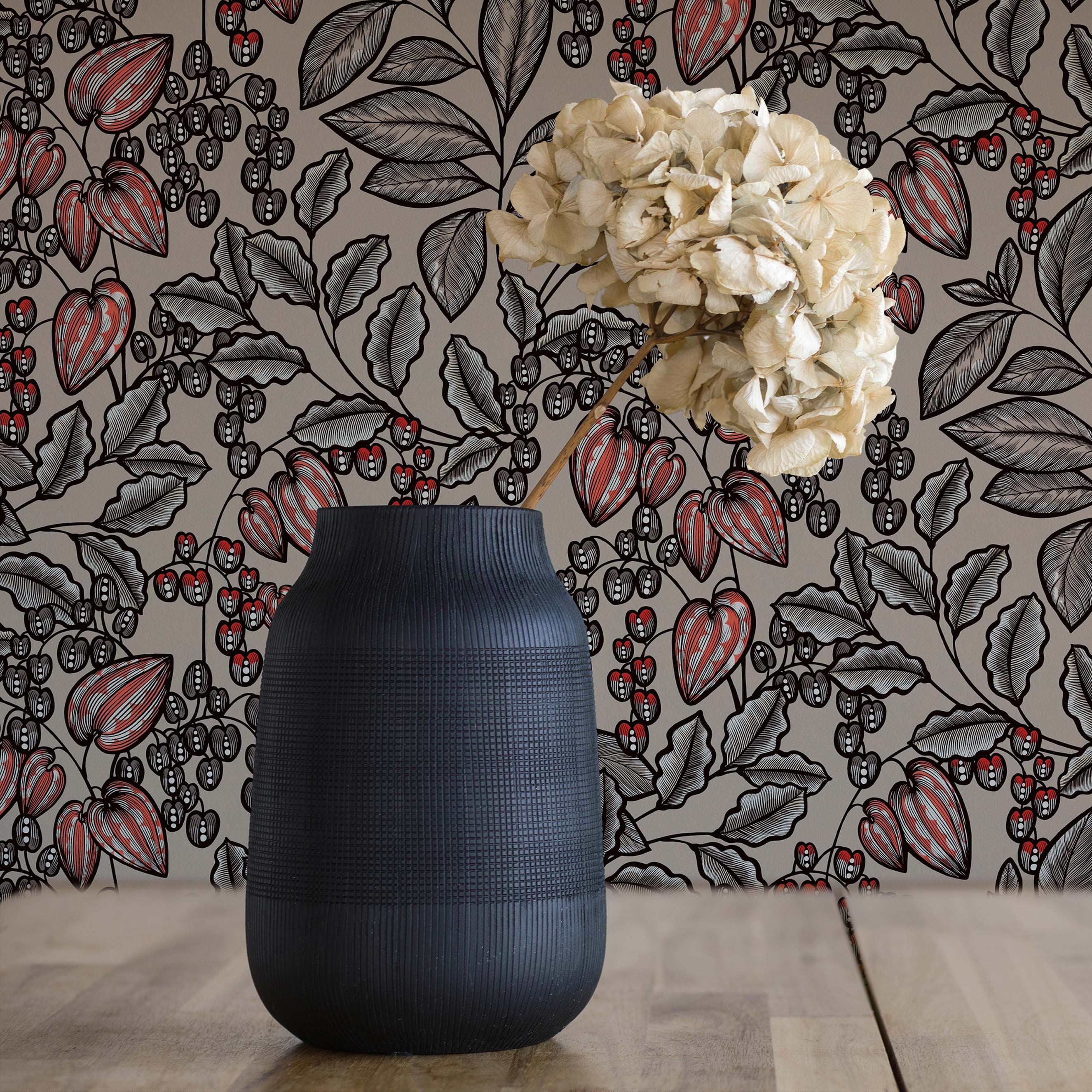Tapete Blumen Mario M1-No.1447 | Vliestapete | Braun | Grau | Floral | Natur