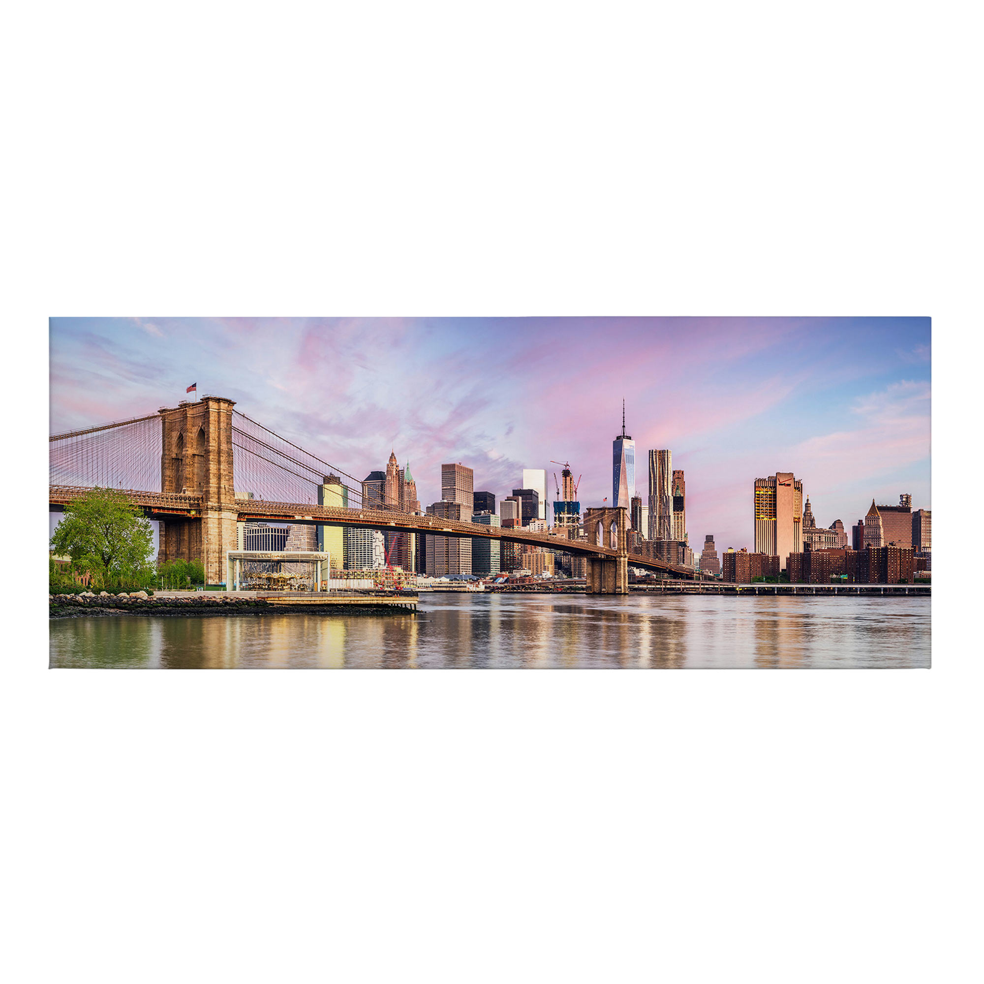 Leinwandbild Sehenswürdigkeiten M1-No.50473 | Wandbild 40 x 100 cm | Blau Braun Keilrahmen New York