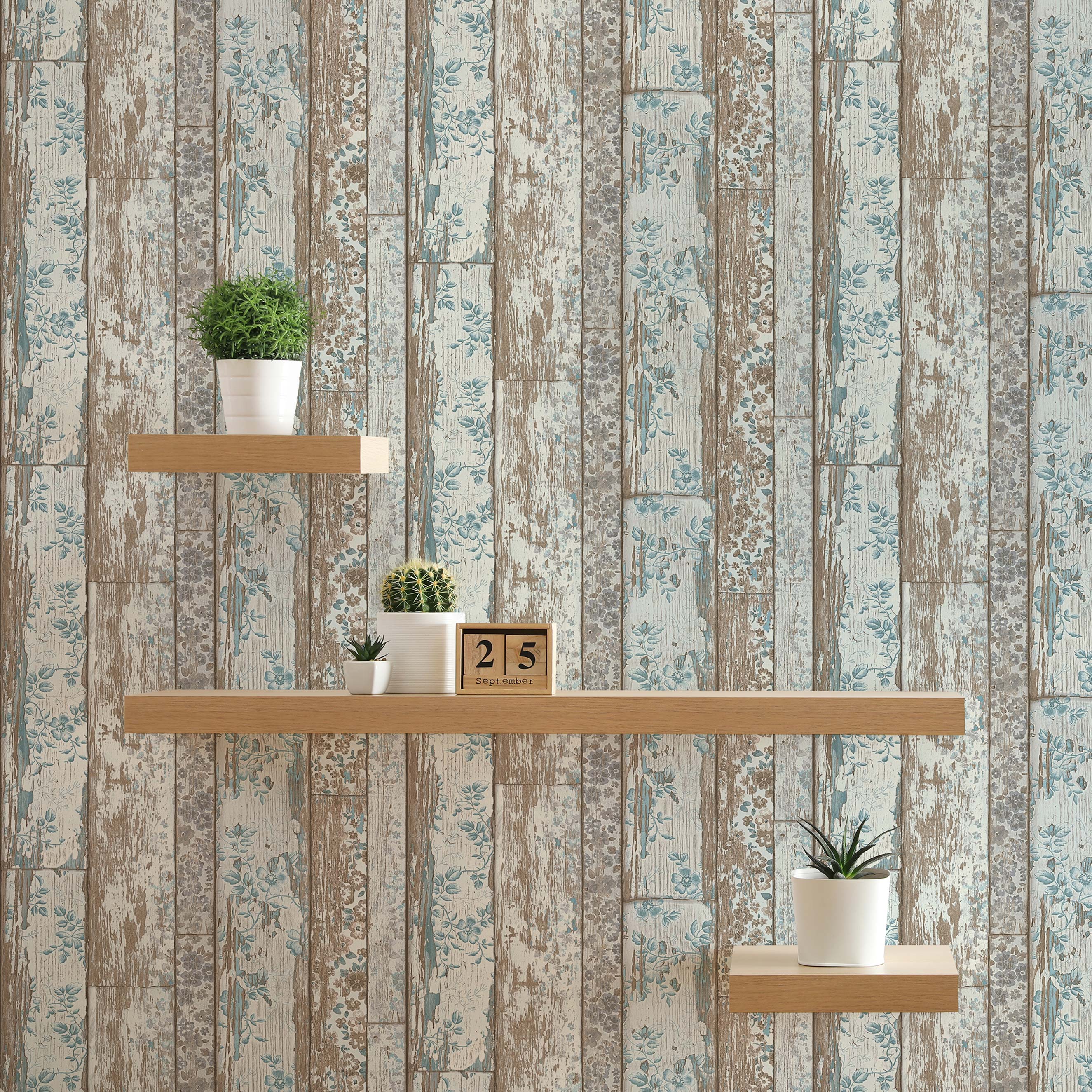 Tapete Holz Mateo M1-No.155 | Vliestapete | Blau | Braun | Tapete in Holzoptik