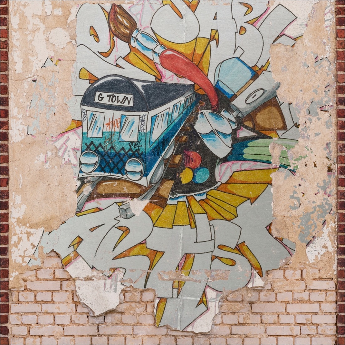 Fototapete Graffiti M1-No.11646 | Vliestapete Steinwand | Braun | Beige | Wohnzimmer | Schlafzimmer