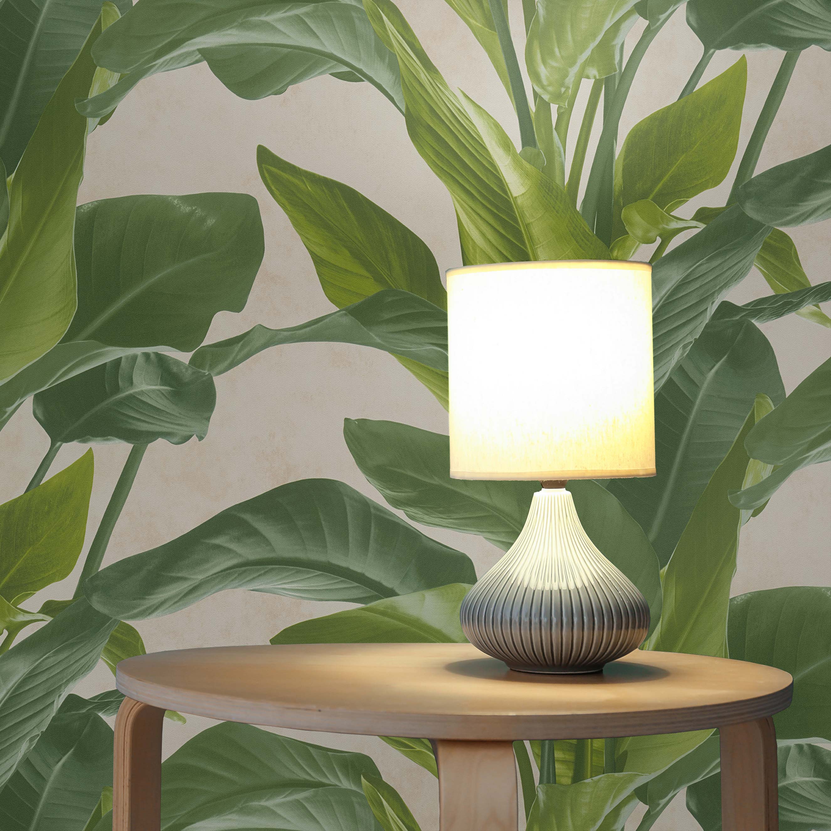 Tapete Blumen Lenni M1-No.1598 | Vliestapete | Grün | Creme | Natur | Palmentapete