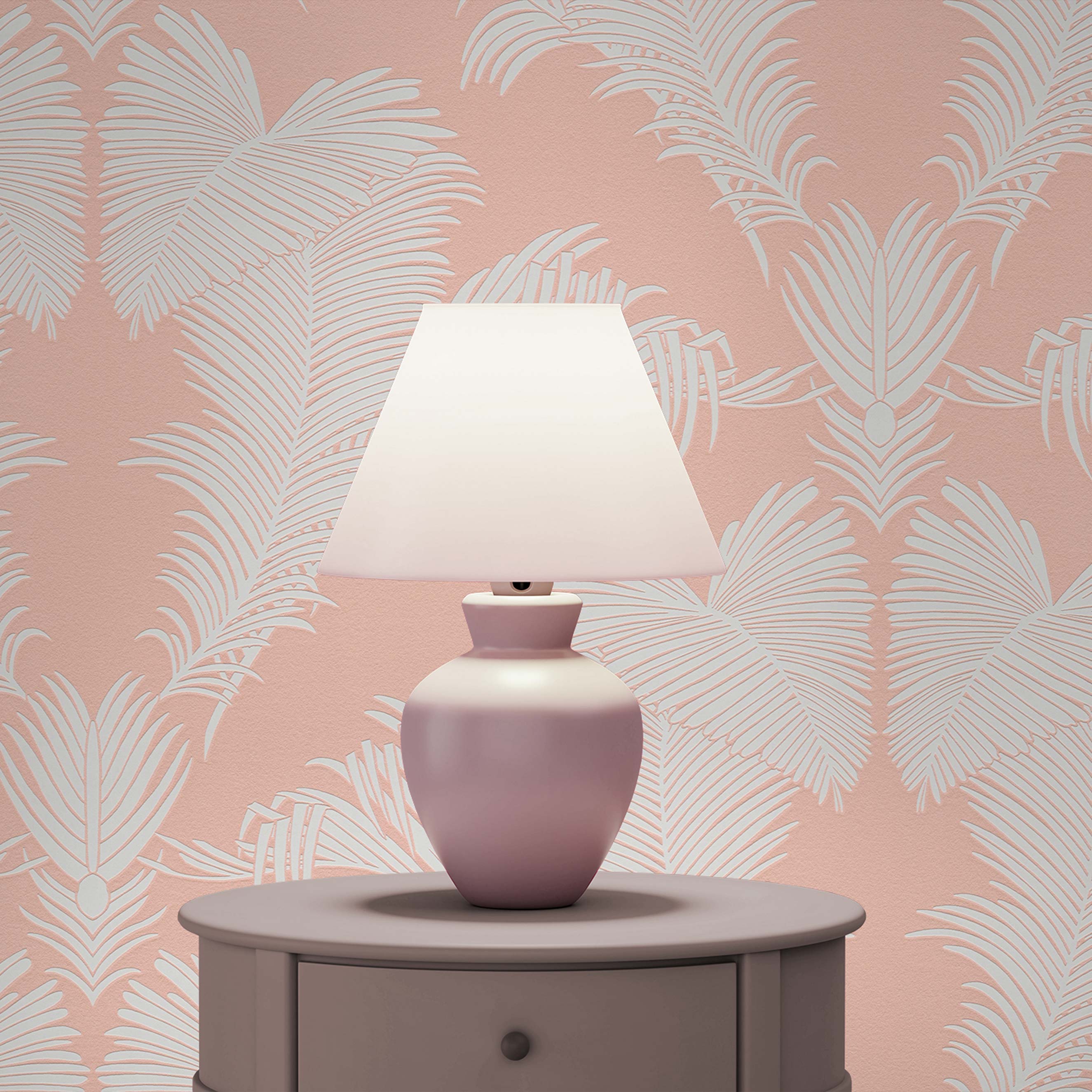 Tapete Bäume Blätter Aurora M1-No.1693 | Vliestapete | Rosa | Weiß | Palmen
