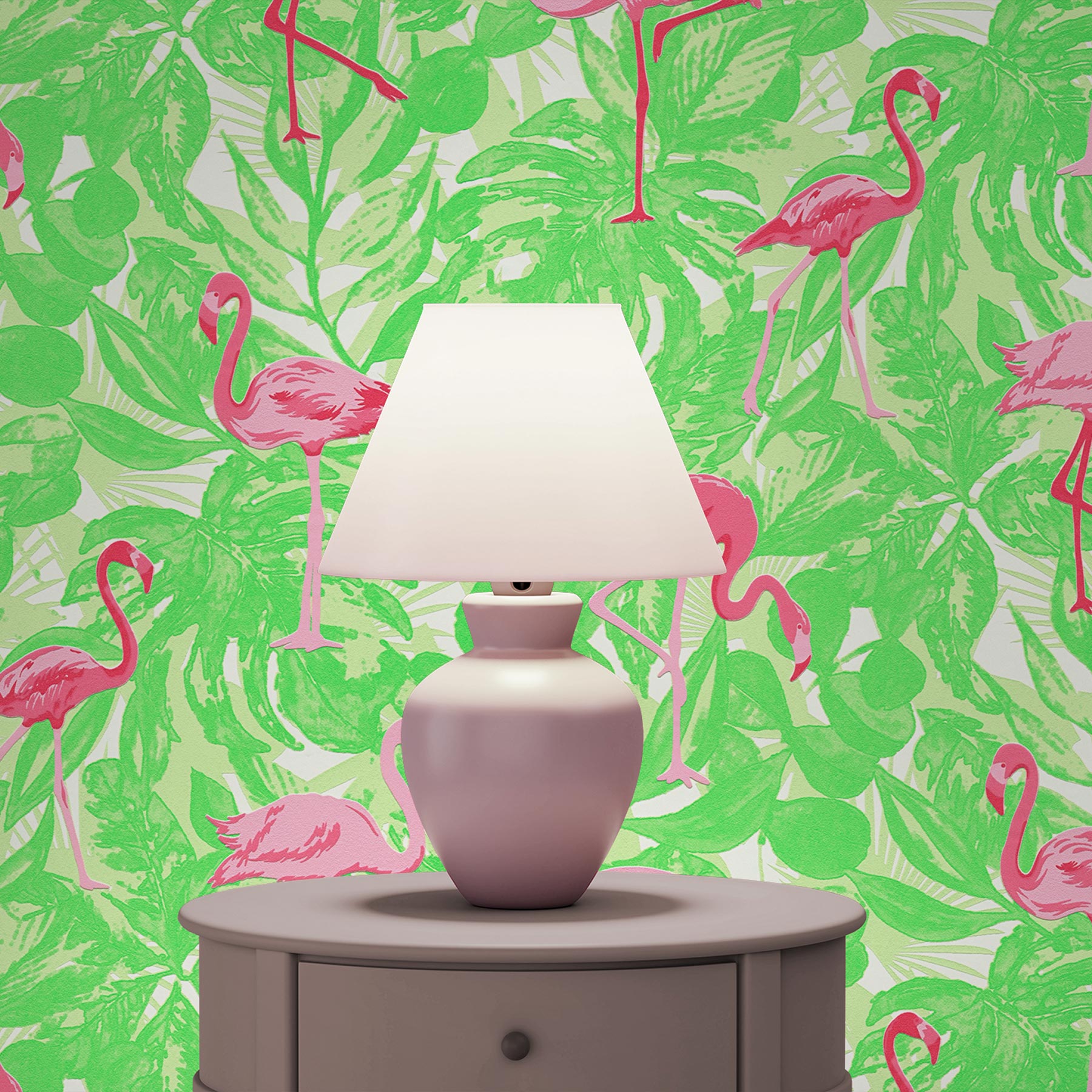 Tapete Tiere Diego M1-No.2616 | Vliestapete | Pink | Grün | Flamingo | Natur