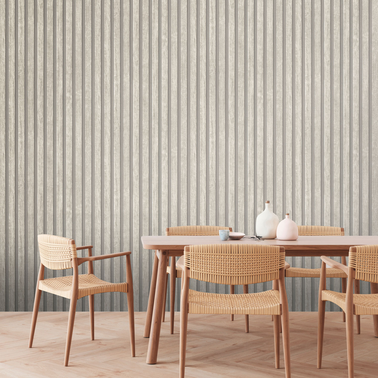 Tapete Holzpaneele M1-No.3916 | Vliestapete | Grau | Skandinavisch | Holzoptik | Lamellen