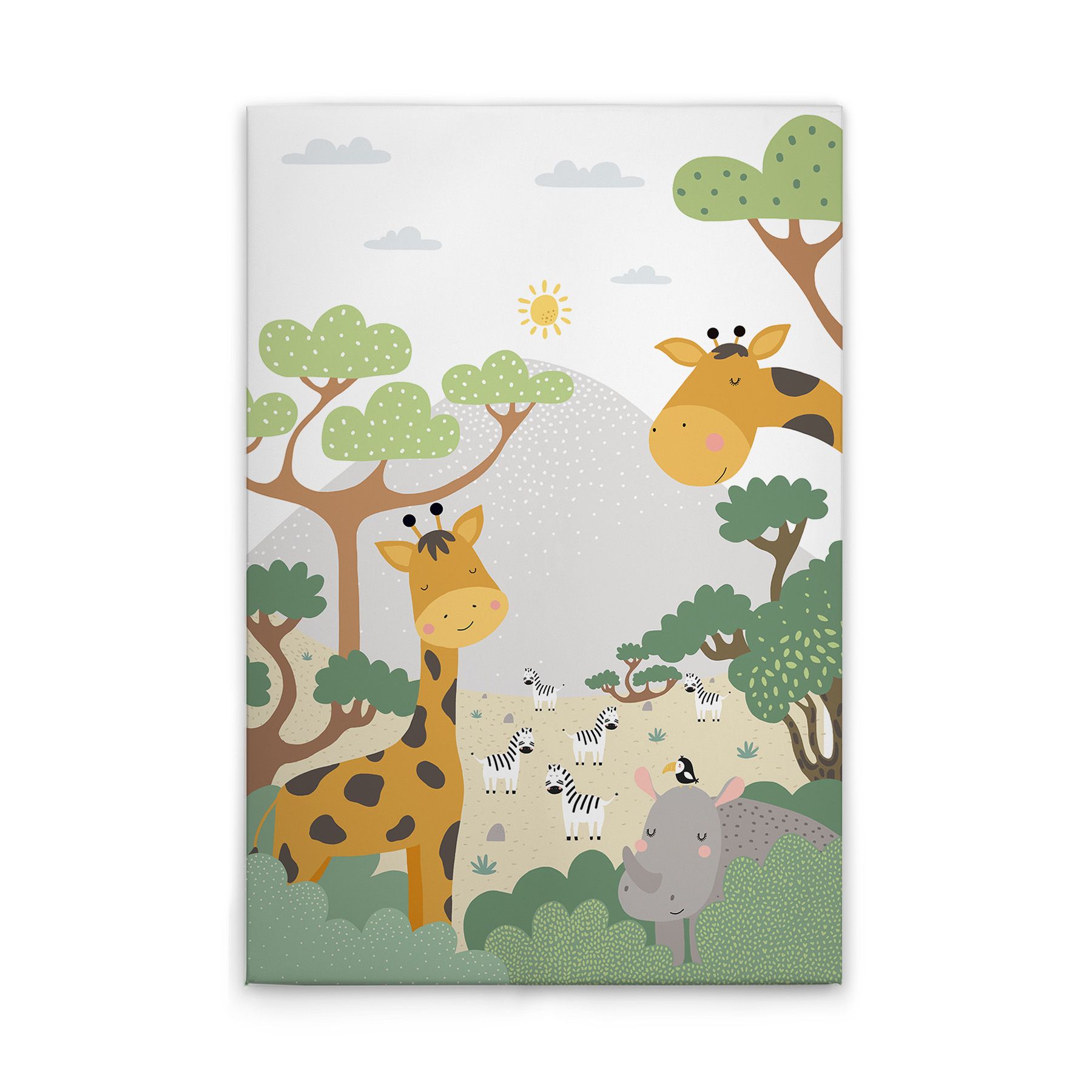 Tadessi Leinwandbild Dschungel Kinderzimmer M1-No.50649 - Keilrahmen in Grün Braun - 30 x 45 cm