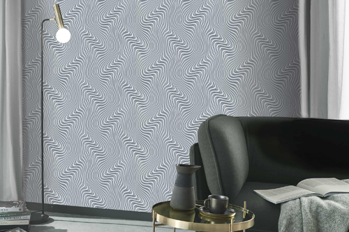 Elegante Silber Tapete im Wohnzimmer