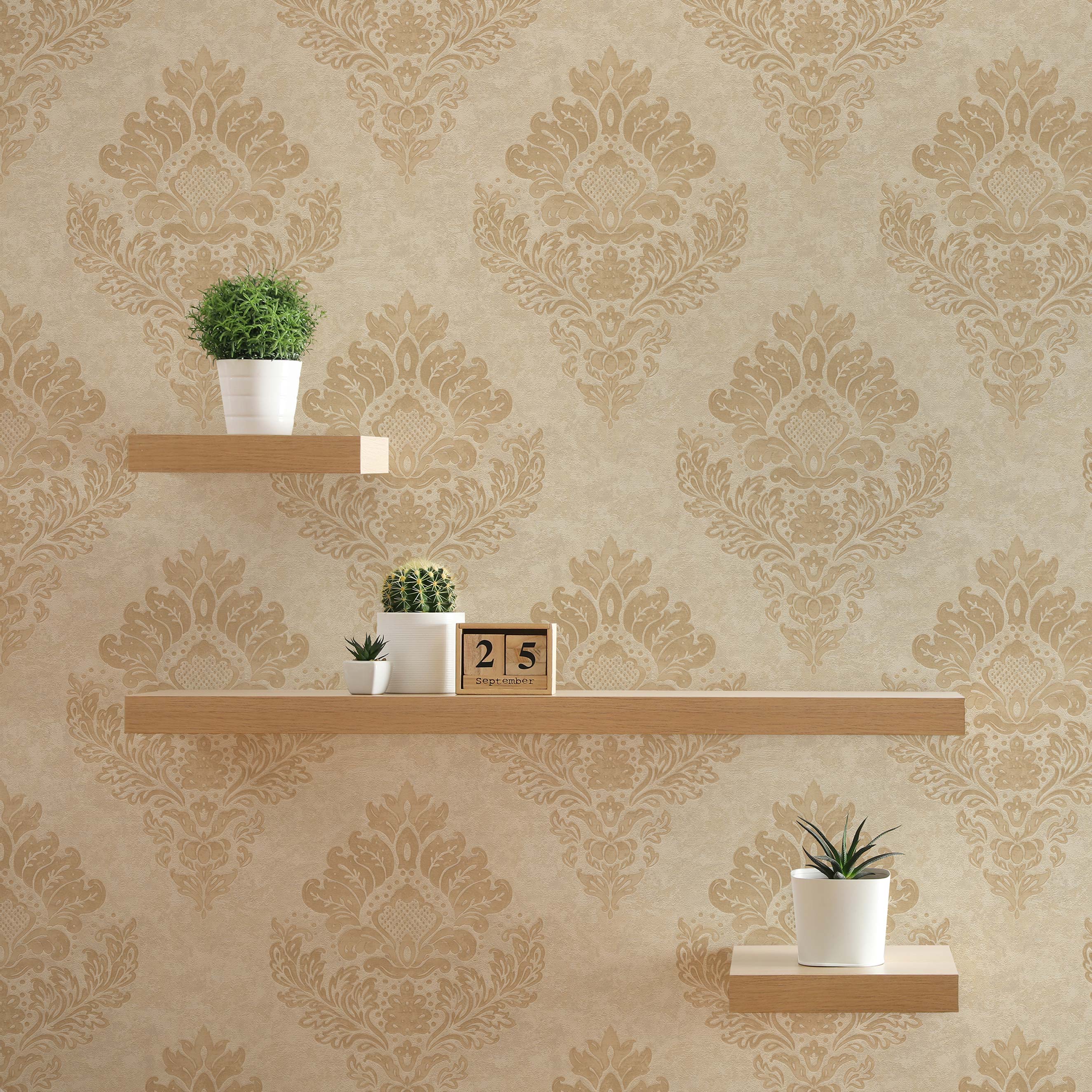 Tapete Barock Giulia M1-No.635 | Vliestapete | Gold Beige | Klassiktapete mit Ornamenten
