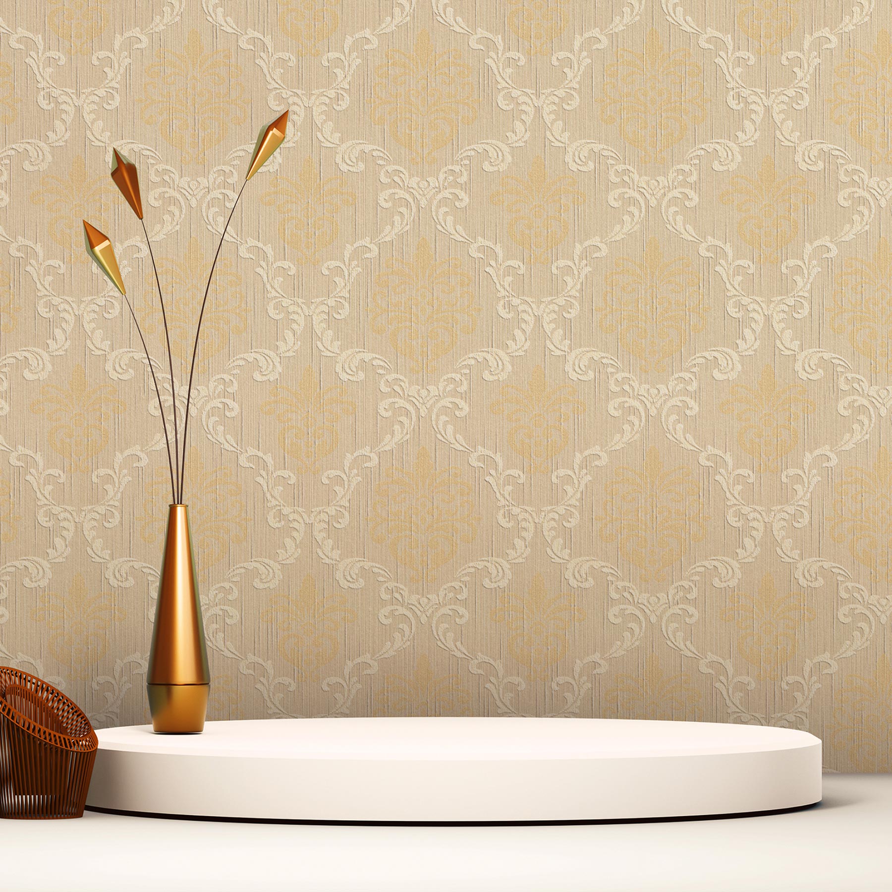 Tapete Barock Samuel M1-No.3781 Vliestapete Beige Gelb Klassik Barocktapete