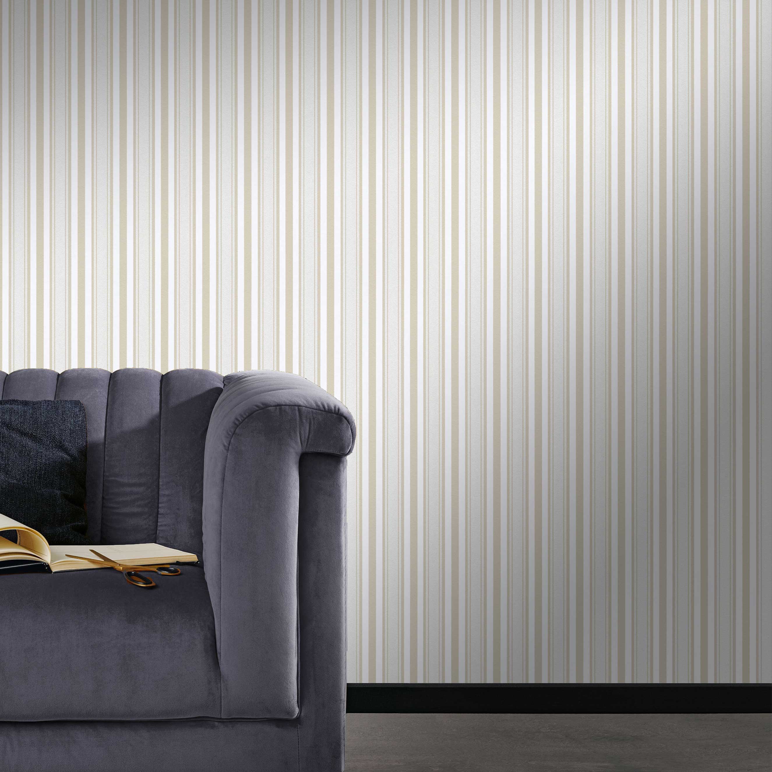 Tapete Streifen Wellen Lio M2-No.176 | Vliestapete Streifenoptik | Grau | Streifentapete | Klassik