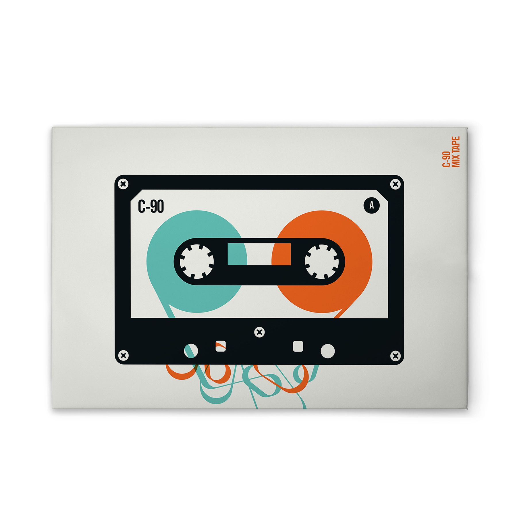 Tadessi Leinwandbild Retro Kassette Pop Art M1-No.51231 - Keilrahmen in Creme Schwarz - 45 x 30 cm