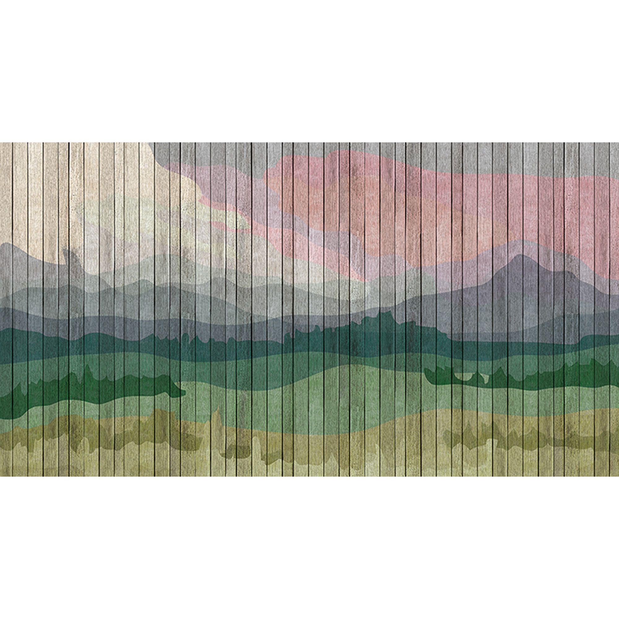 Fototapete Landschaft M1-No.60891 | Digitaldruck | Bunt | Holzoptik | Berge