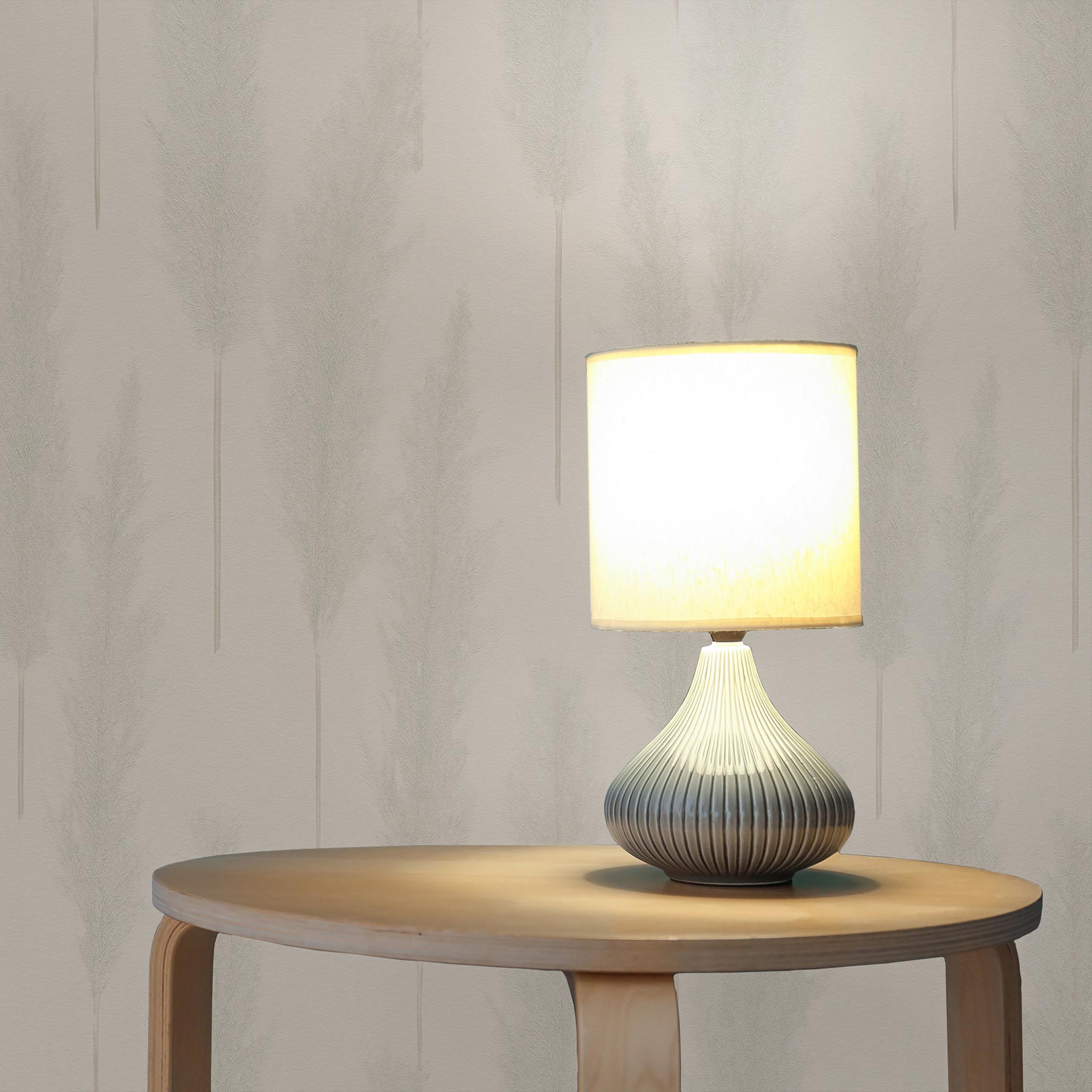Tapete Bäume Blätter Ginevra M1-No.1754 | Vliestapete | Grau | Beige | Pampasgras