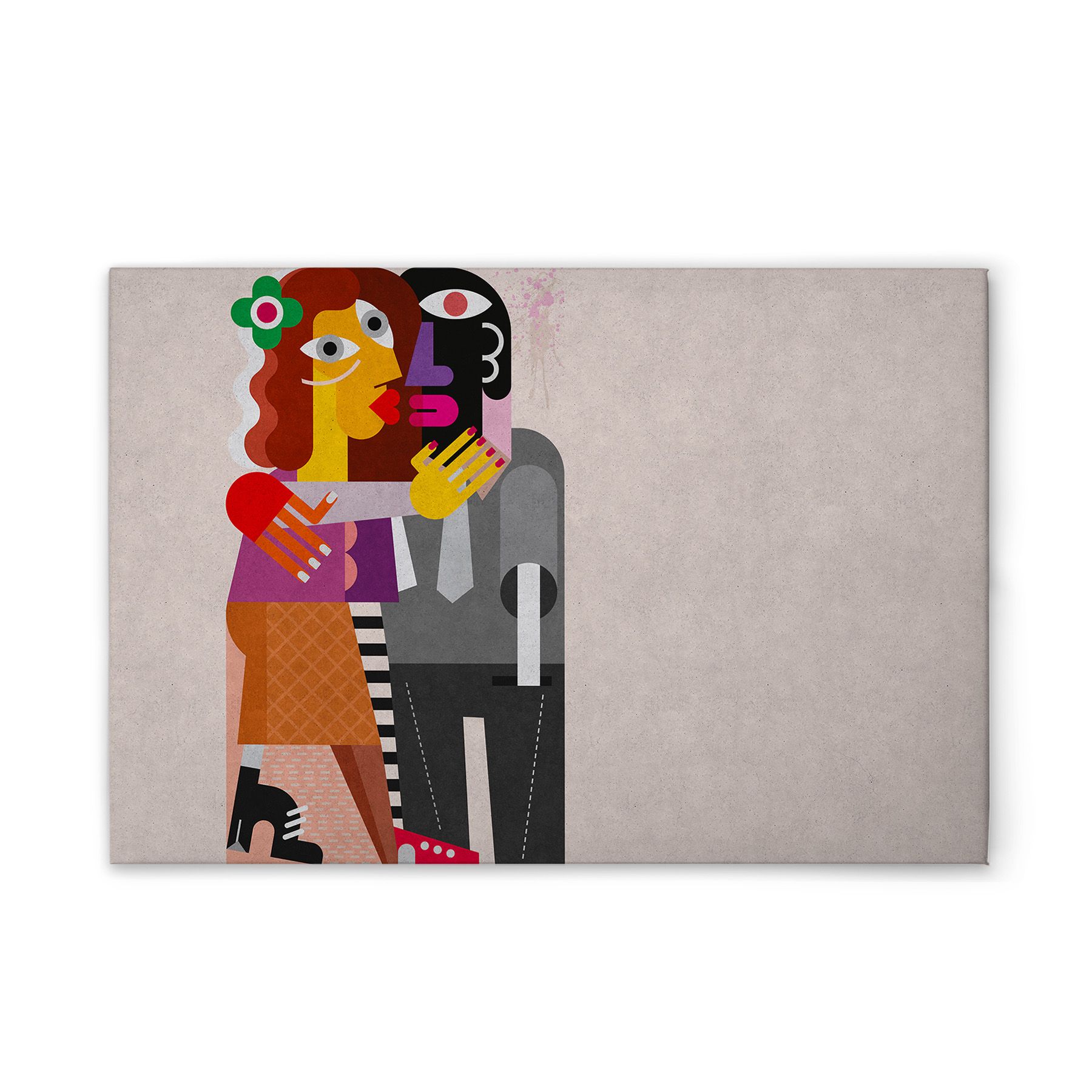 Tadessi Leinwandbild Bunt Pop Art Abstrakt M1-No.50901 - Keilrahmen in Creme Bunt - 45 x 30 cm