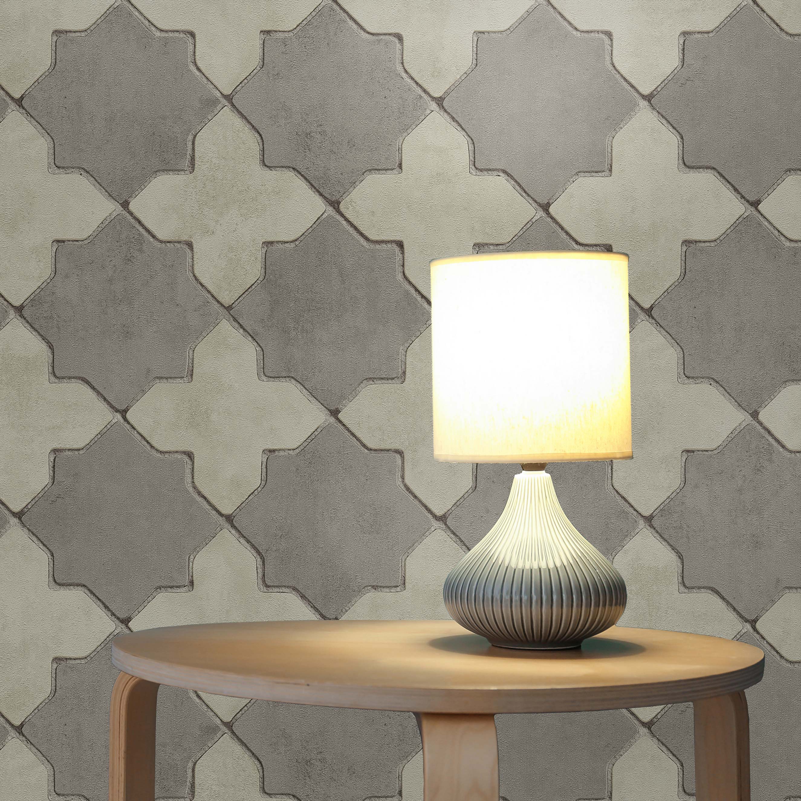 Tapete Grafik Meo M1-No.416 | Vliestapete | Grau | Creme | Geometrische Tapete