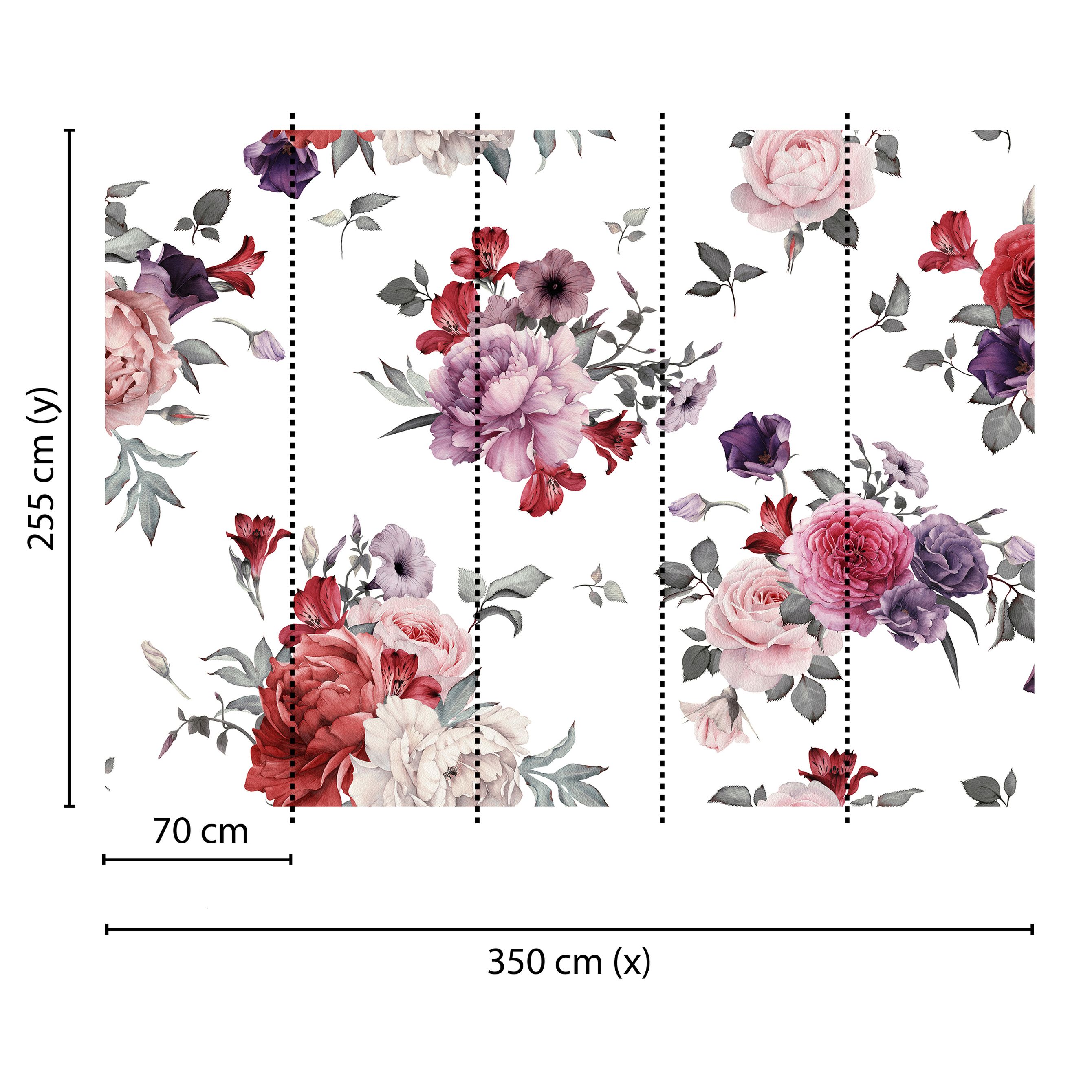 Tadessi Fototapete Blumen M1-No.60410 Digitaldruck Tapete Rosa Weiß - Rosen